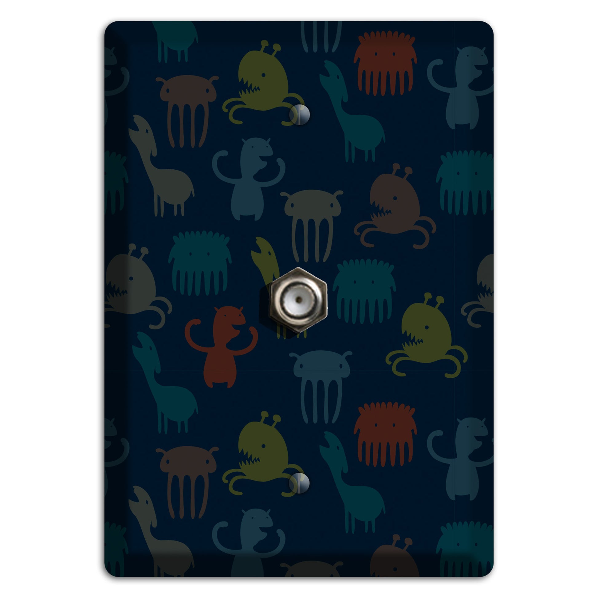 Silly Monsters Black Cable Wallplate