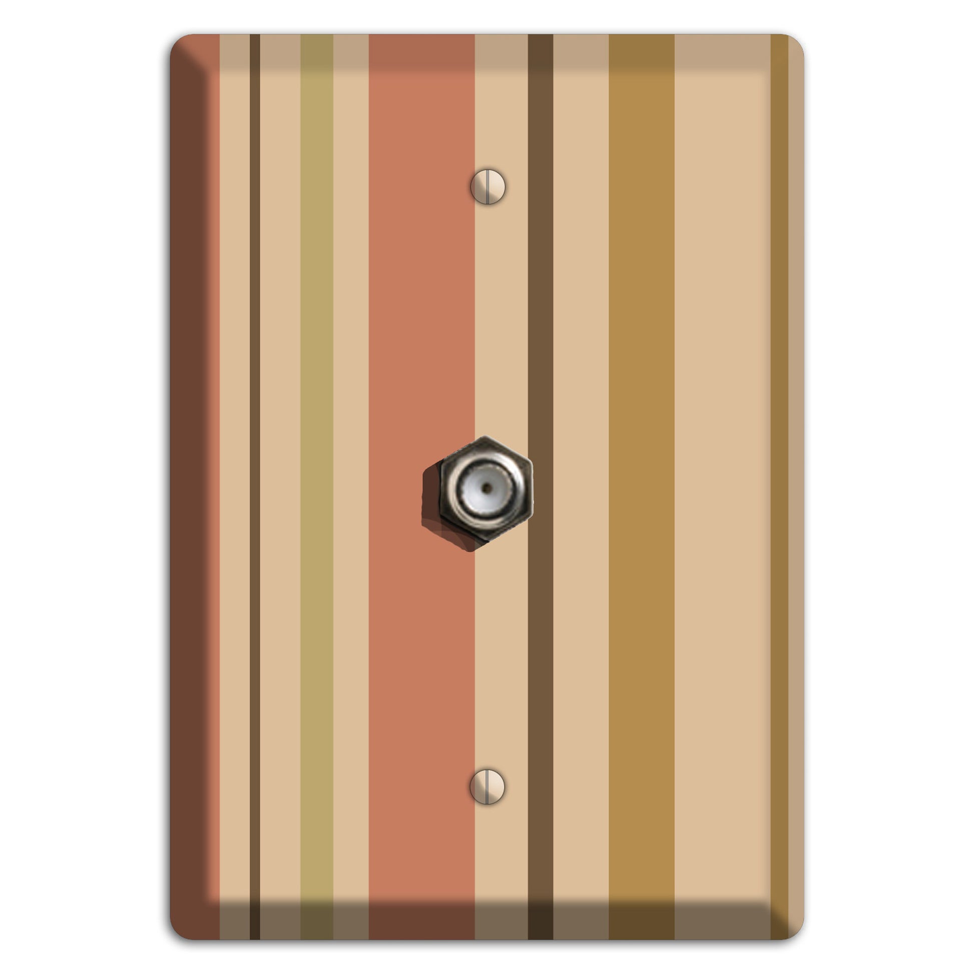 Multi Dusty Pink Vertical Stripes Cable Wallplate