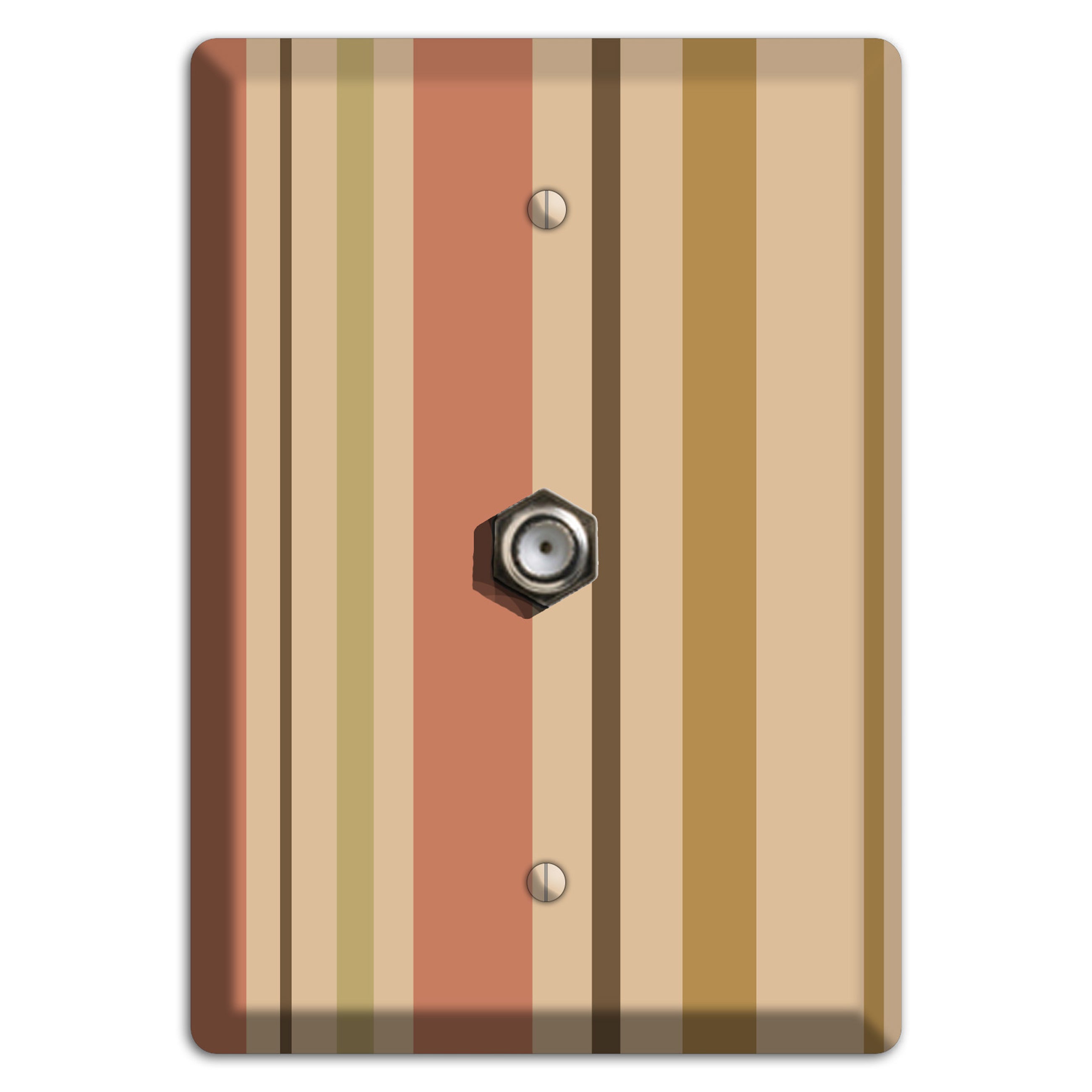 Multi Dusty Pink Vertical Stripes Cable Wallplate