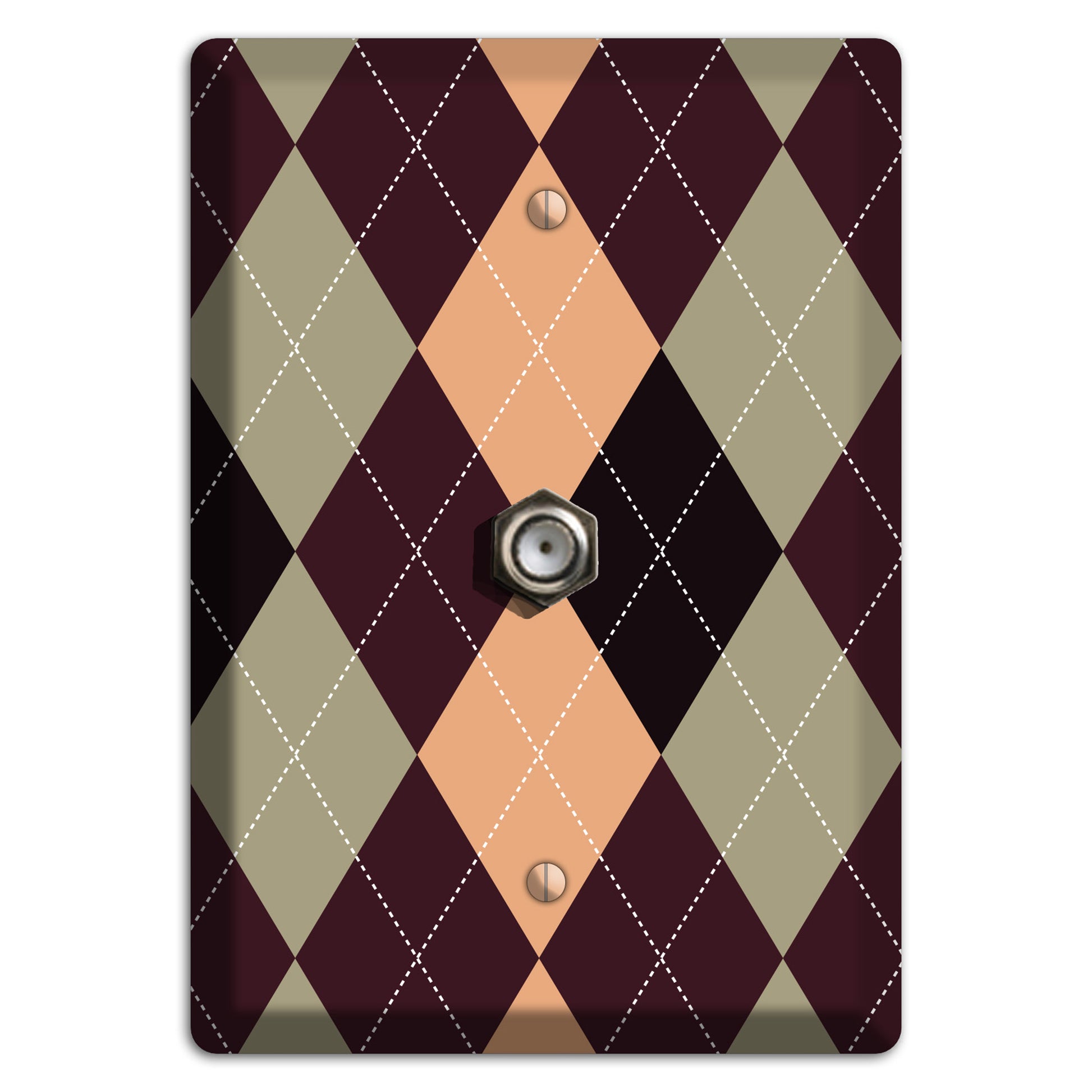 Beige and Brown Argyle Cable Wallplate