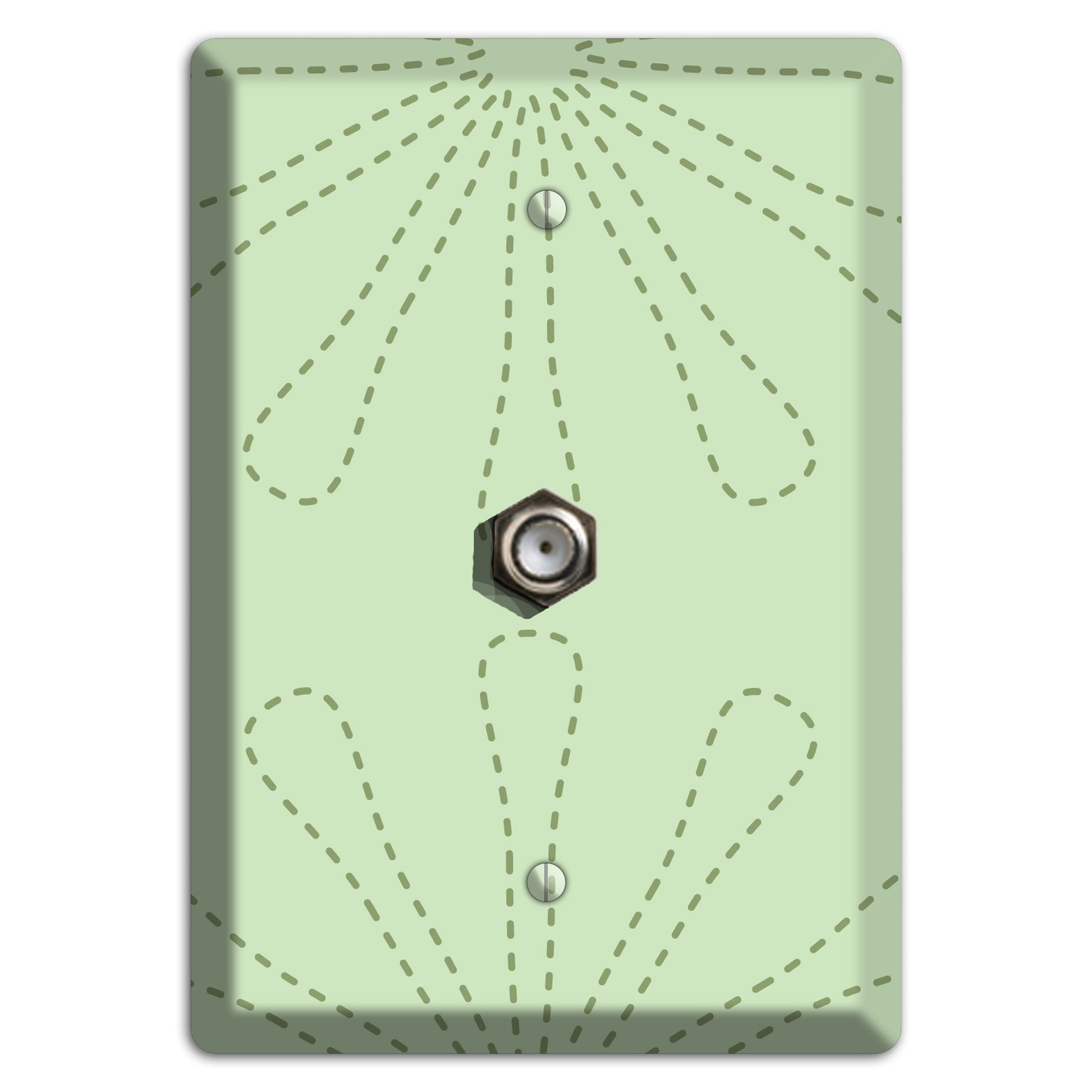 Sage Retro Stipple Floral Contour Cable Wallplate
