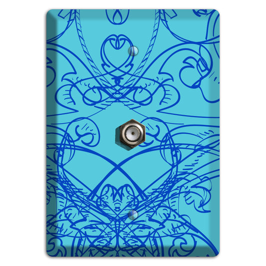 Turquoise Deco Sketch Cable Wallplate