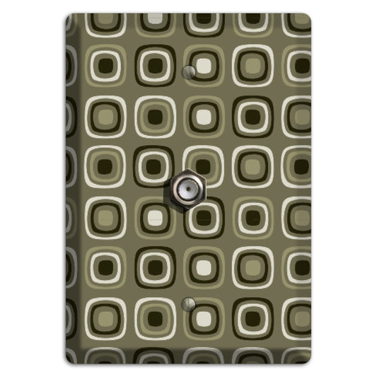 Multi Olive and Brown Retro Squares Cable Wallplate