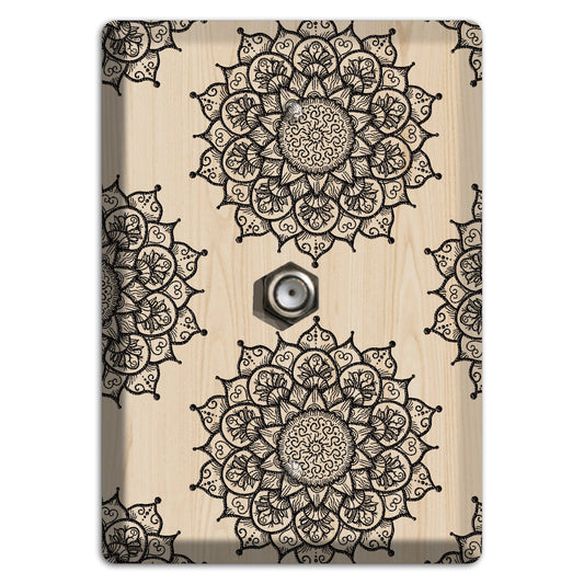 Mandala Black and White Style S Wood Lasered Cable Wallplate