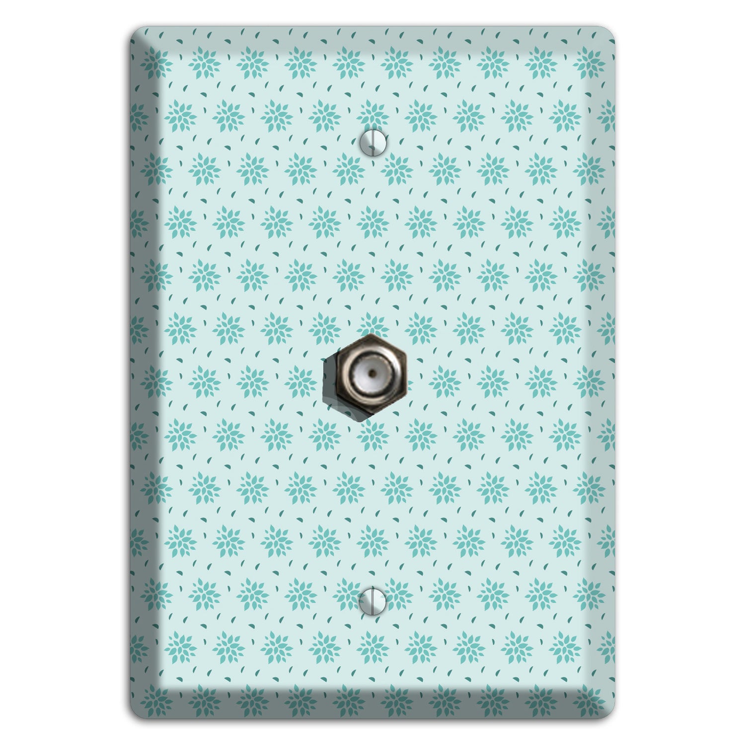 Soft Blue Calico Cable Wallplate