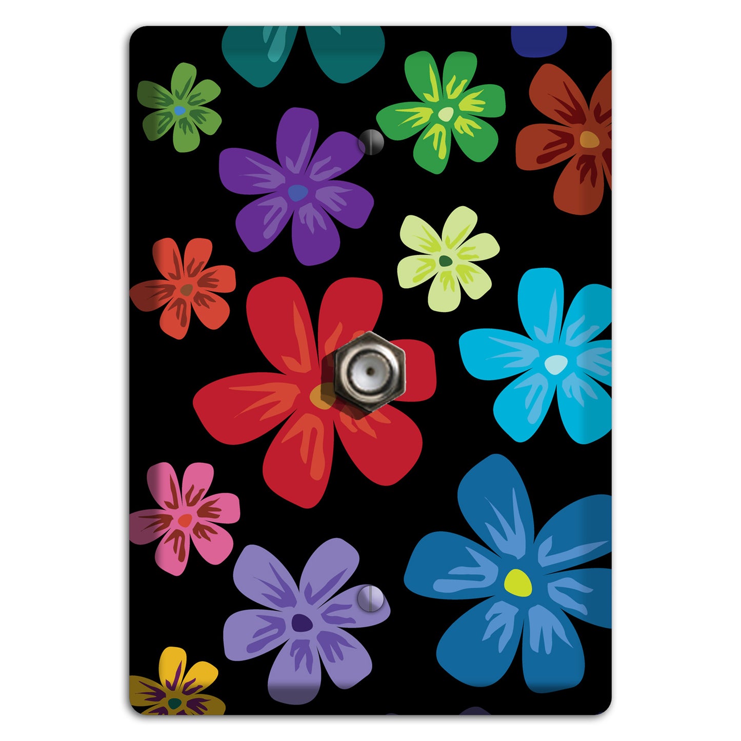 Green Flowers Cable Wallplate