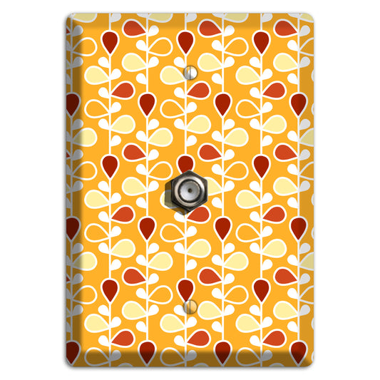 Orange with Yellow and Red Drop and Vine Cable Wallplate