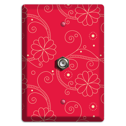 Red Floral Swirl Cable Wallplate