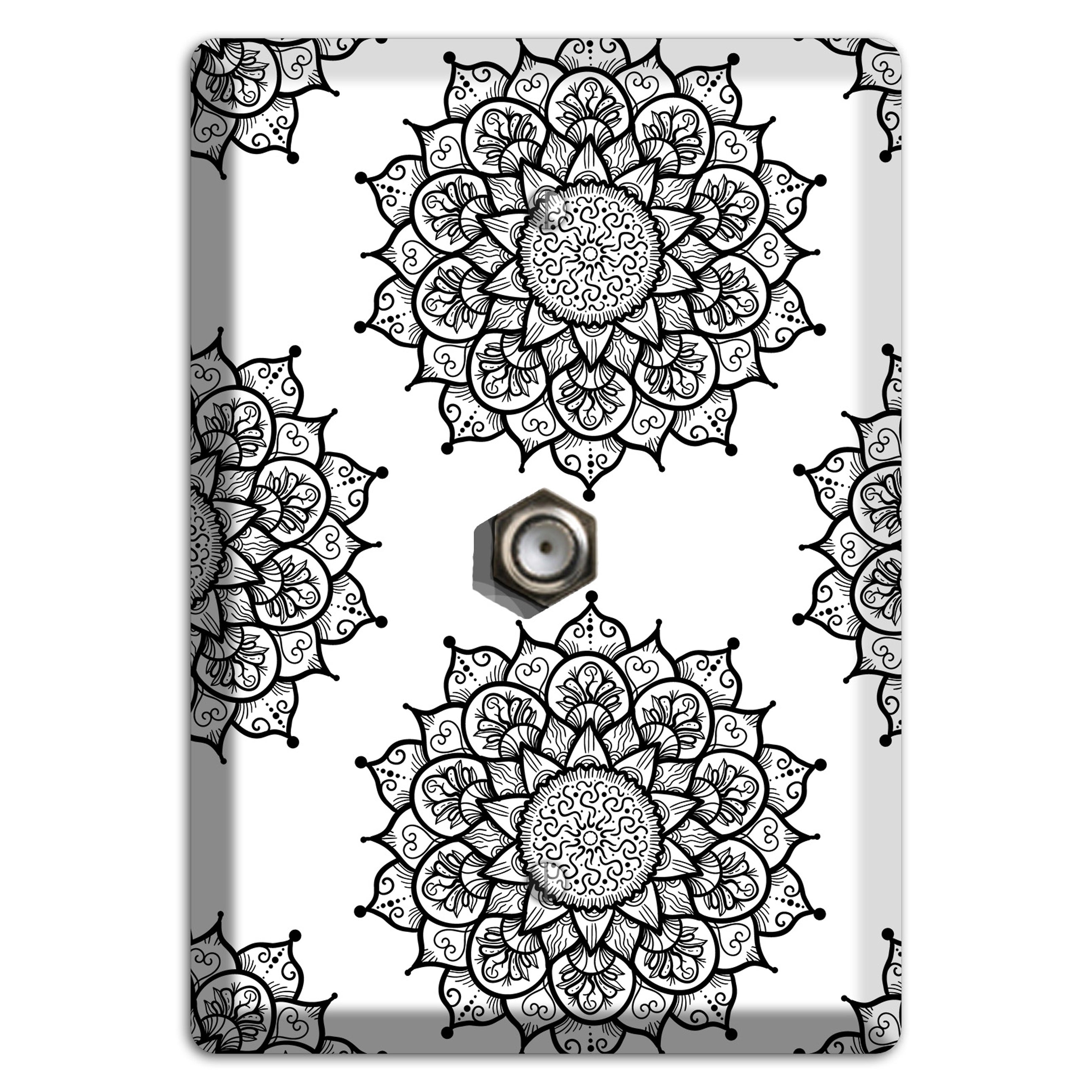 Mandala Black and White Style S Cover Plates Cable Wallplate
