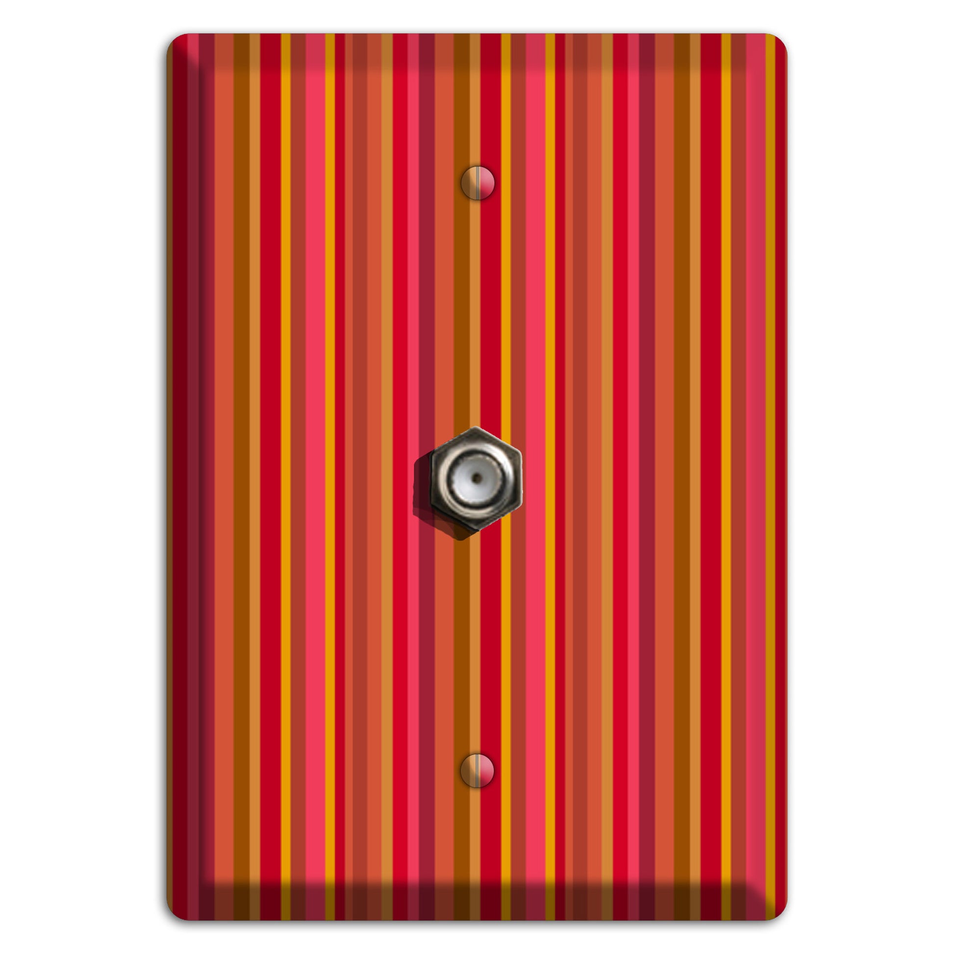 Multi Red Vertical Stripes Cable Wallplate
