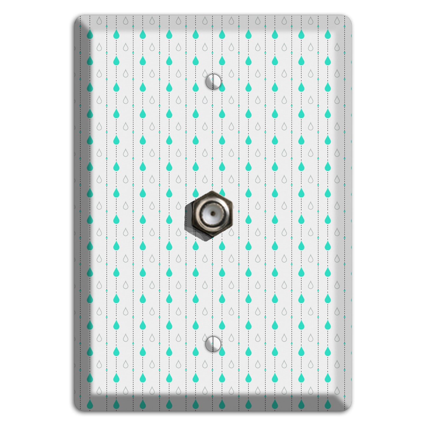 White and Blue Drops Cable Wallplate