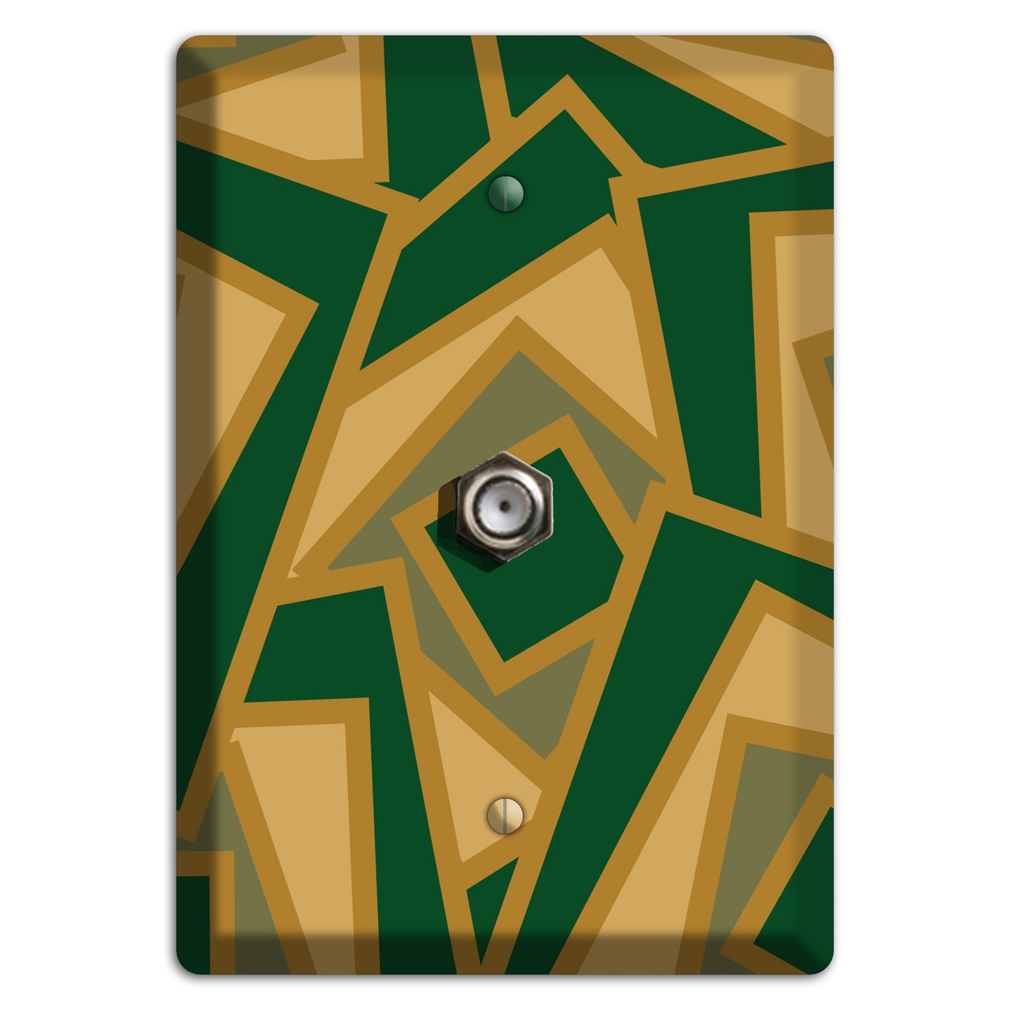 Green and Beige Retro Cubist Cable Wallplate