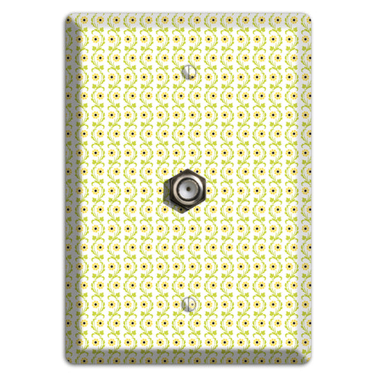 Tiny Yellow and Green Retro Sprig Cable Wallplate