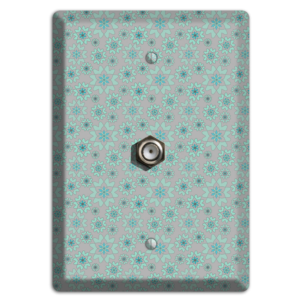 Grey with Tiny Aqua Retro Suzani Cable Wallplate