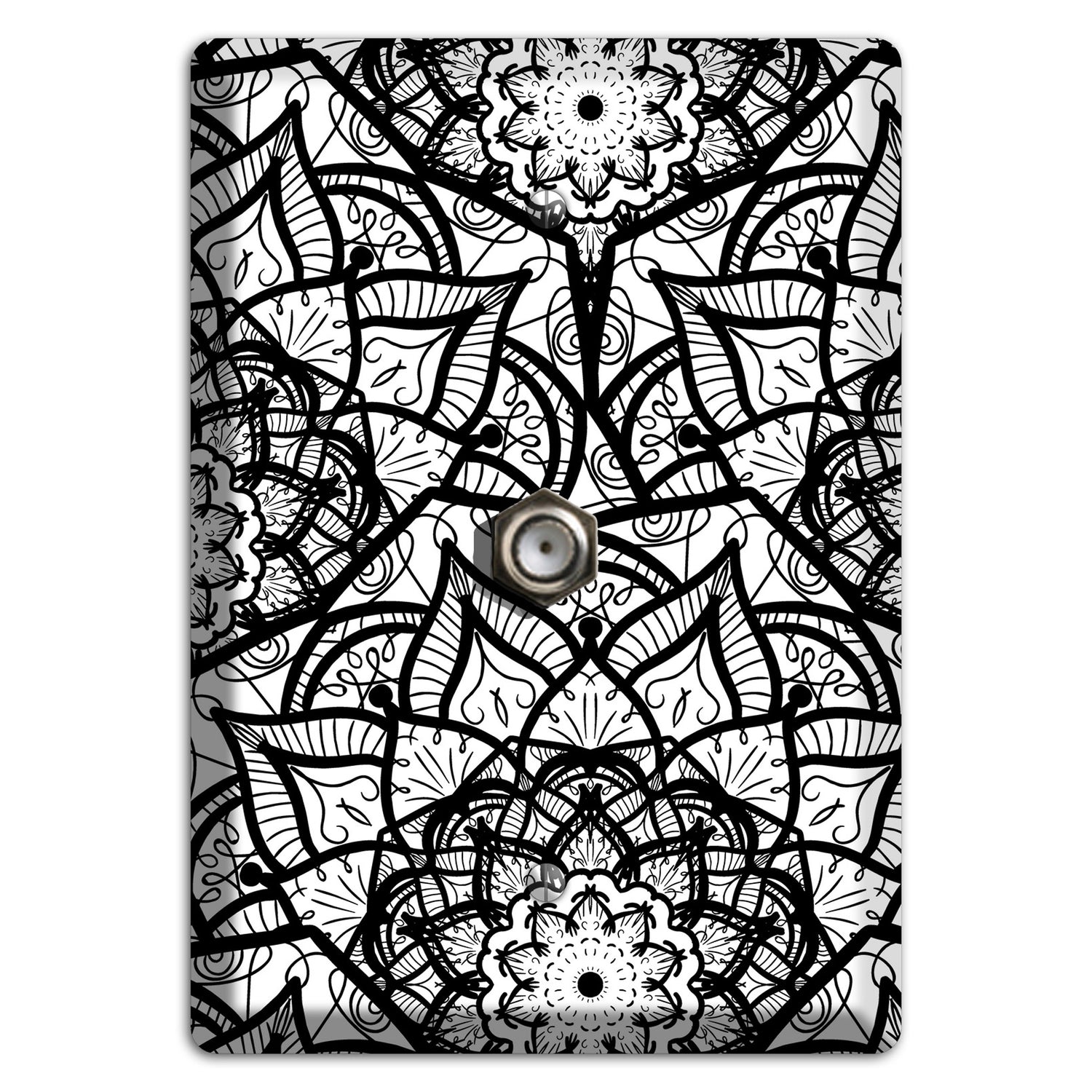 Mandala Black and White Style U Cover Plates Cable Wallplate