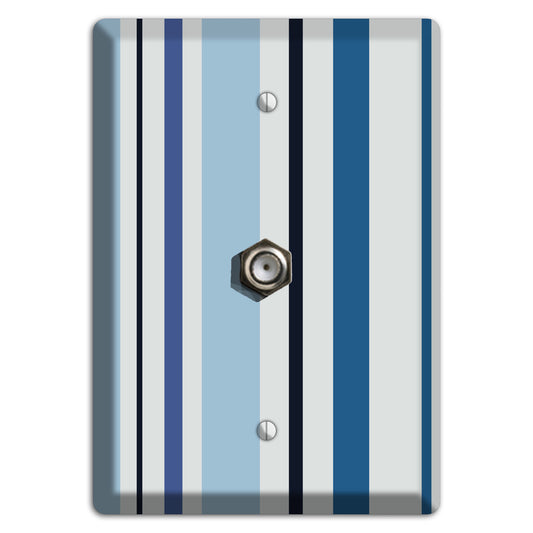 Multi White and Blue Vertical Stripe Cable Wallplate
