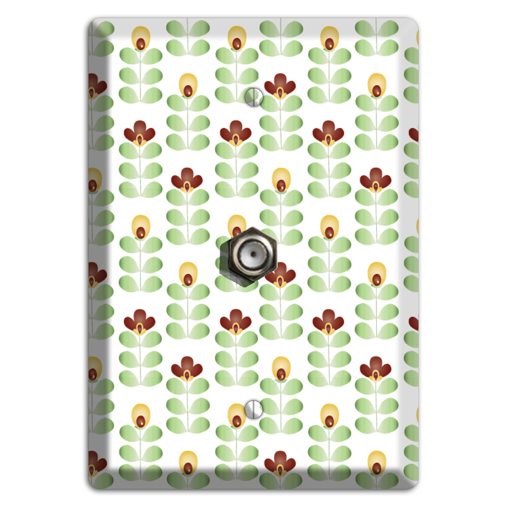 Light Green Deco Floral Half Drop Cable Wallplate