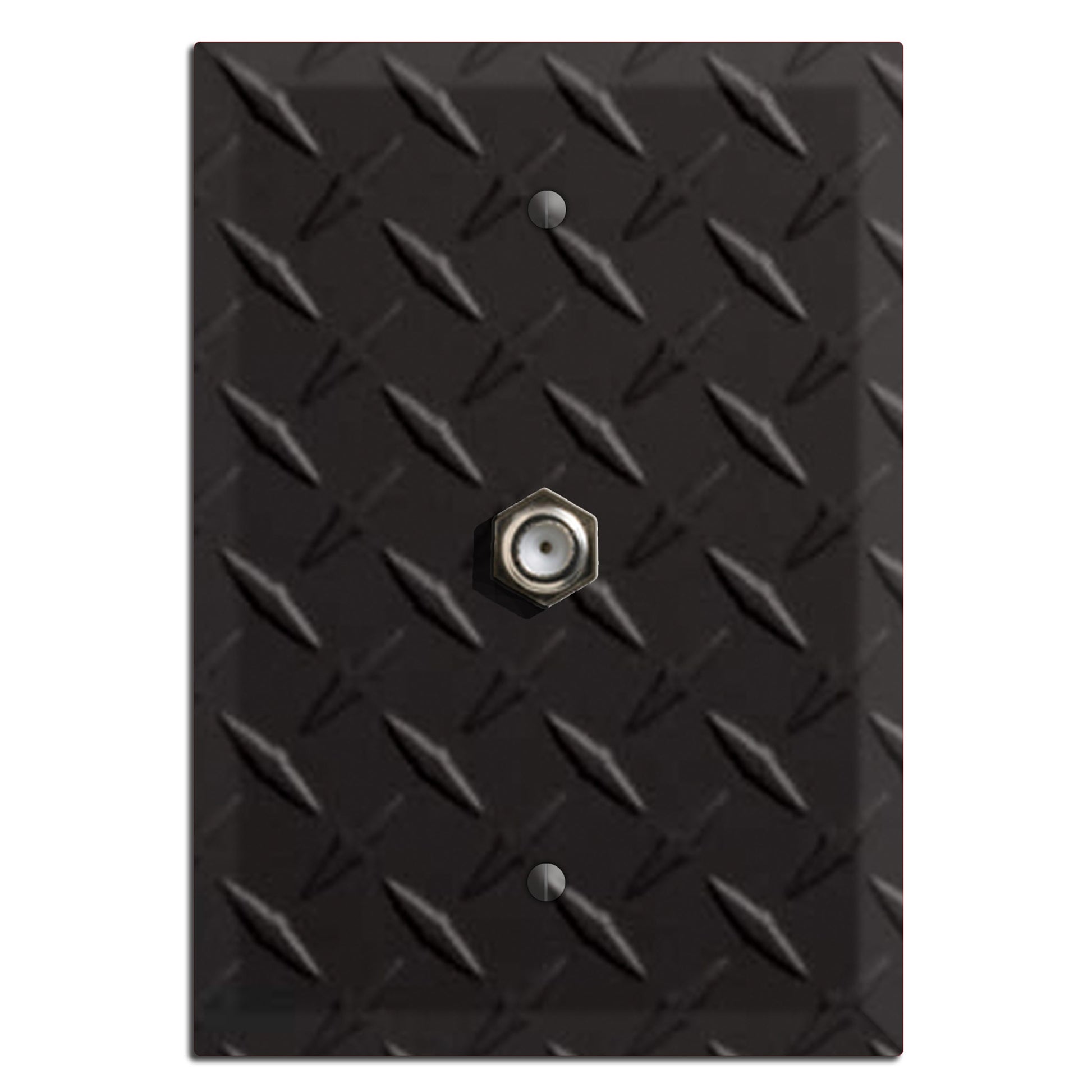 Diamond Tread Matte Black Cable Wallplate