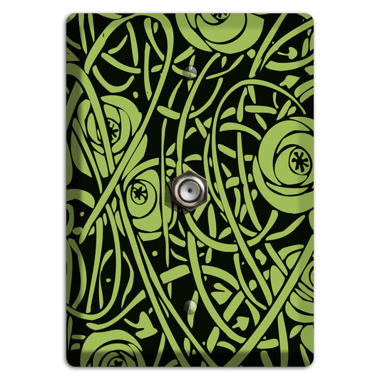 Green Deco Floral Cable Wallplate
