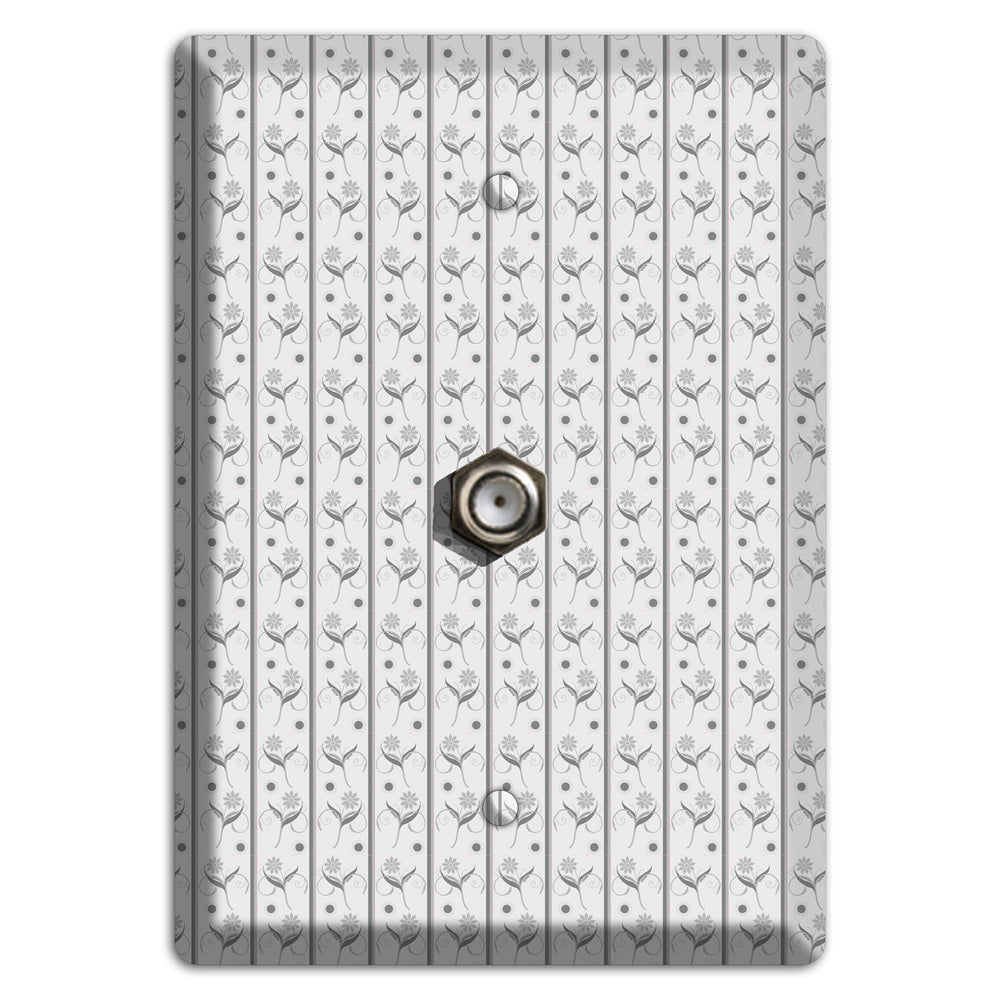 Grey Small Floral Pattern Cable Wallplate