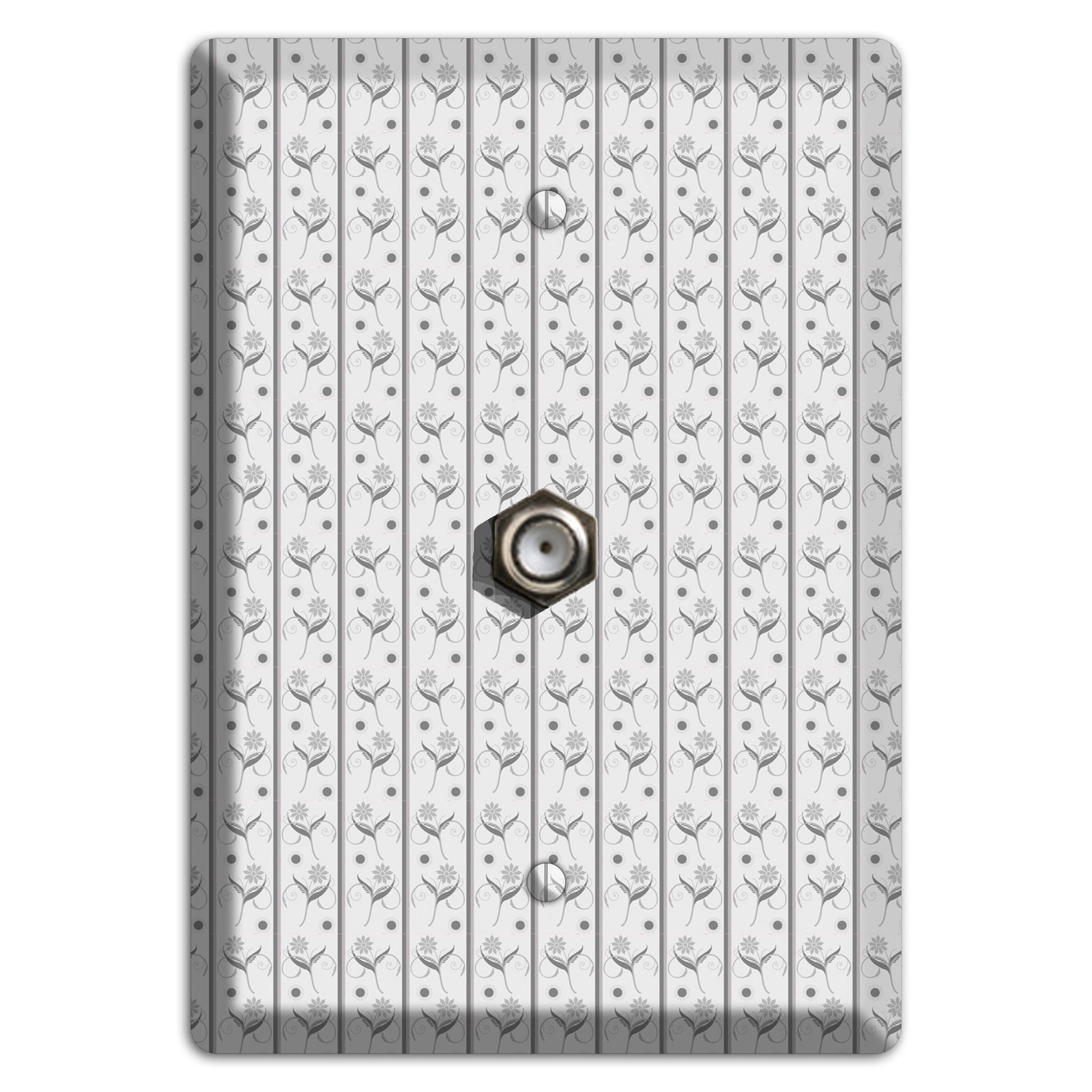 Grey Small Floral Pattern Cable Wallplate