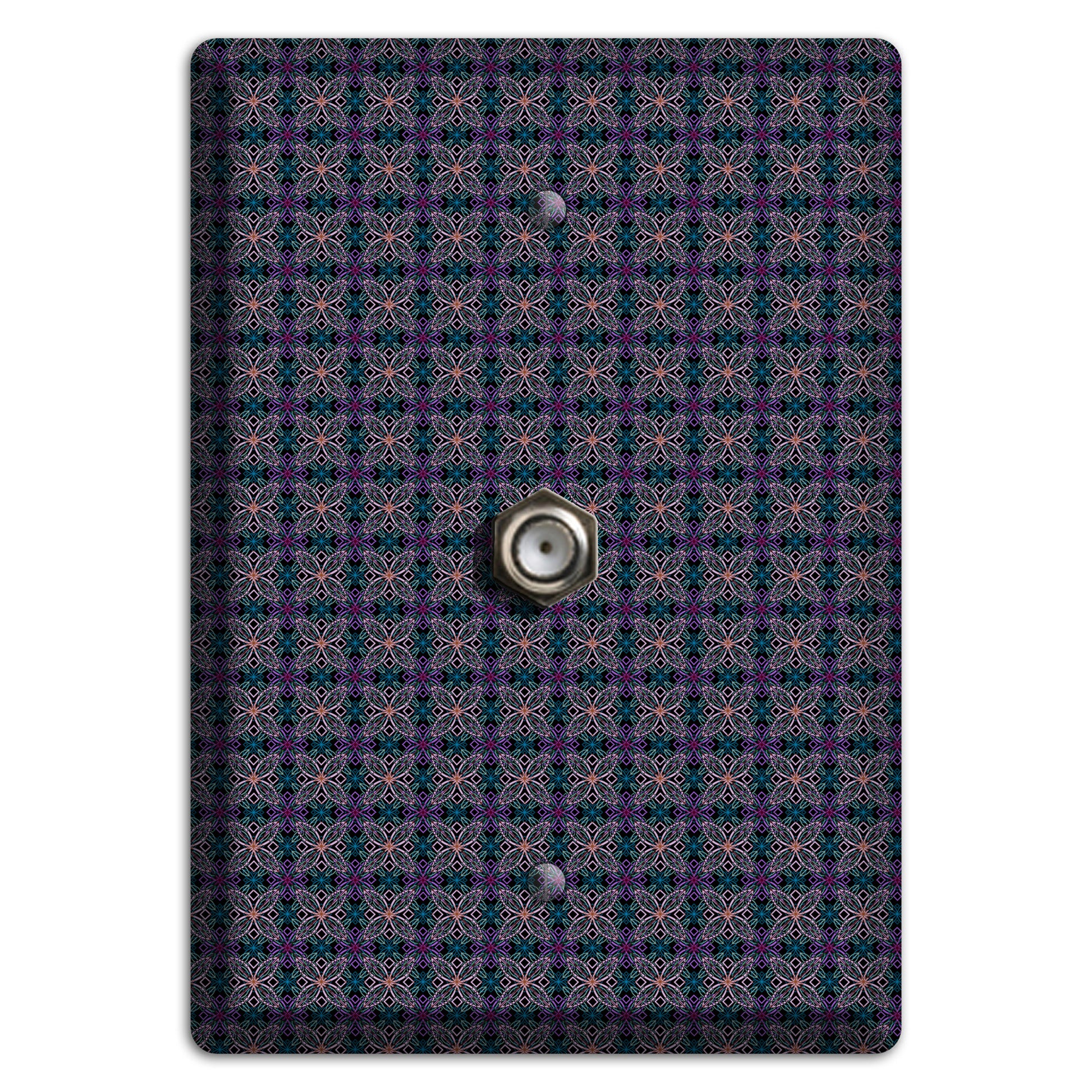 Purple and Green Tiled Floral Foulard Cable Wallplate