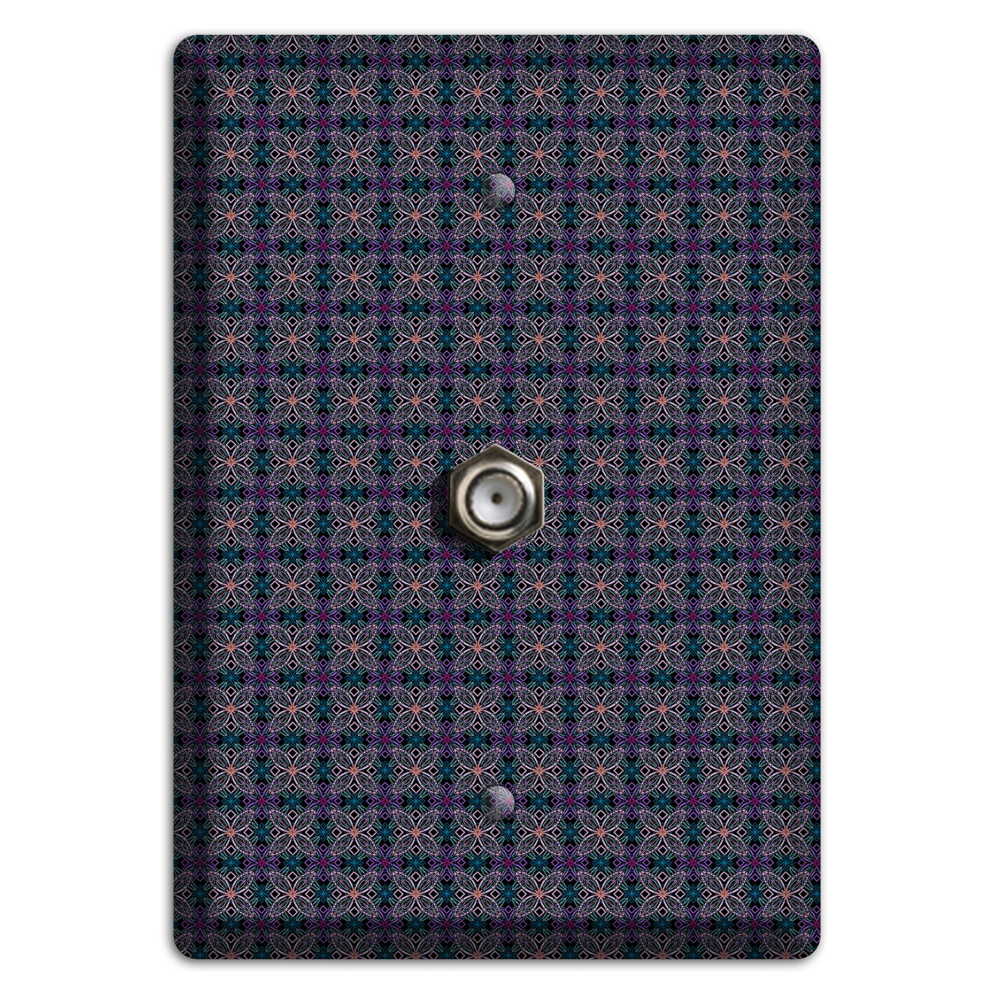 Purple and Green Tiled Floral Foulard Cable Wallplate