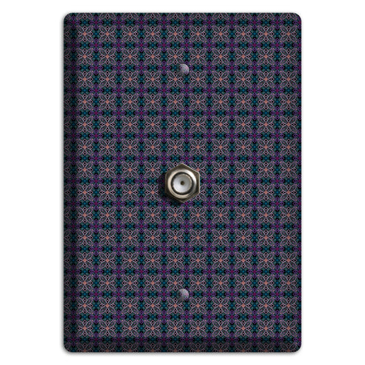 Purple and Green Tiled Floral Foulard Cable Wallplate