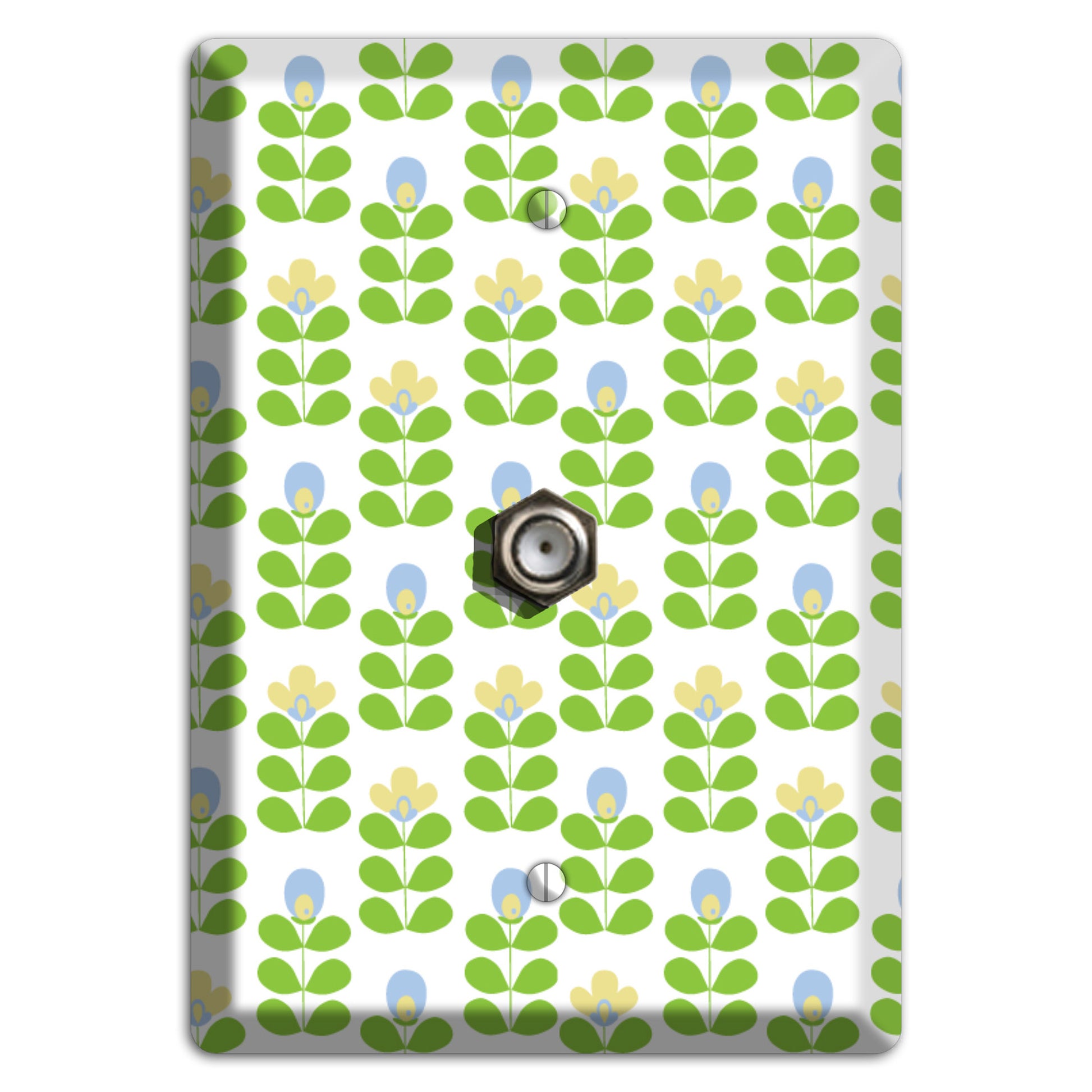 Green Deco Floral Half Drop Cable Wallplate