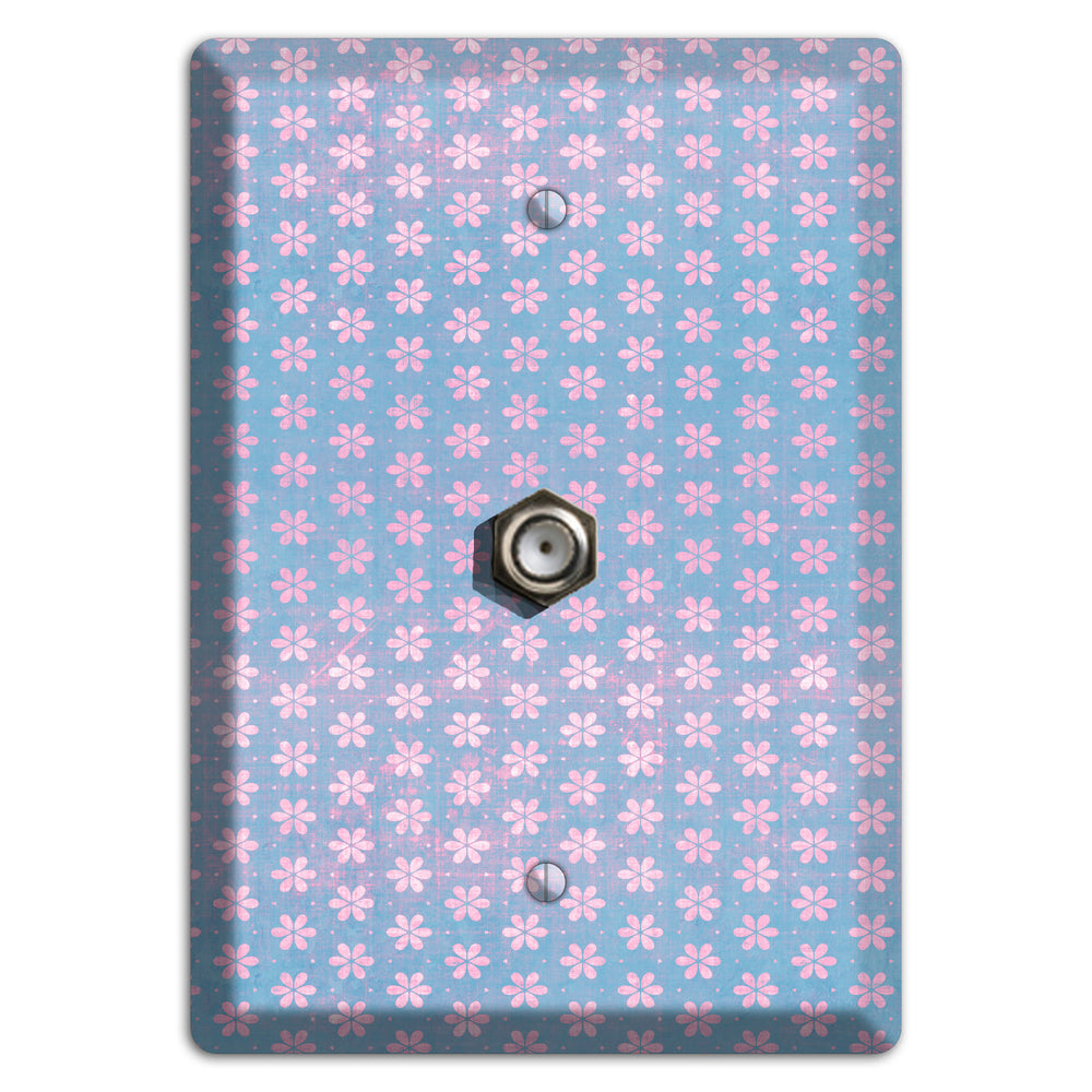 Periwinkle Grunge Floral Contour Cable Wallplate