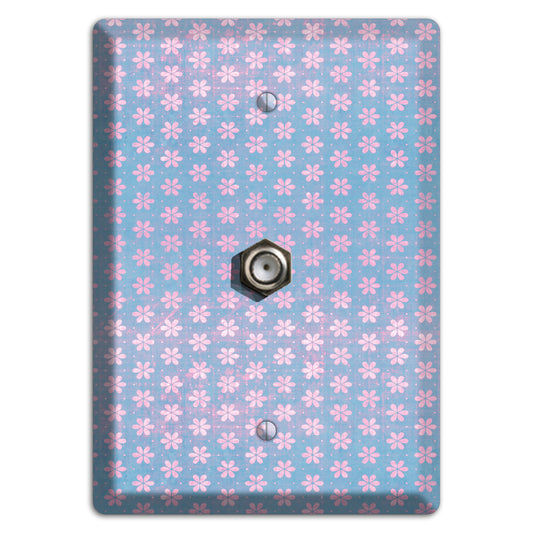 Periwinkle Grunge Floral Contour Cable Wallplate
