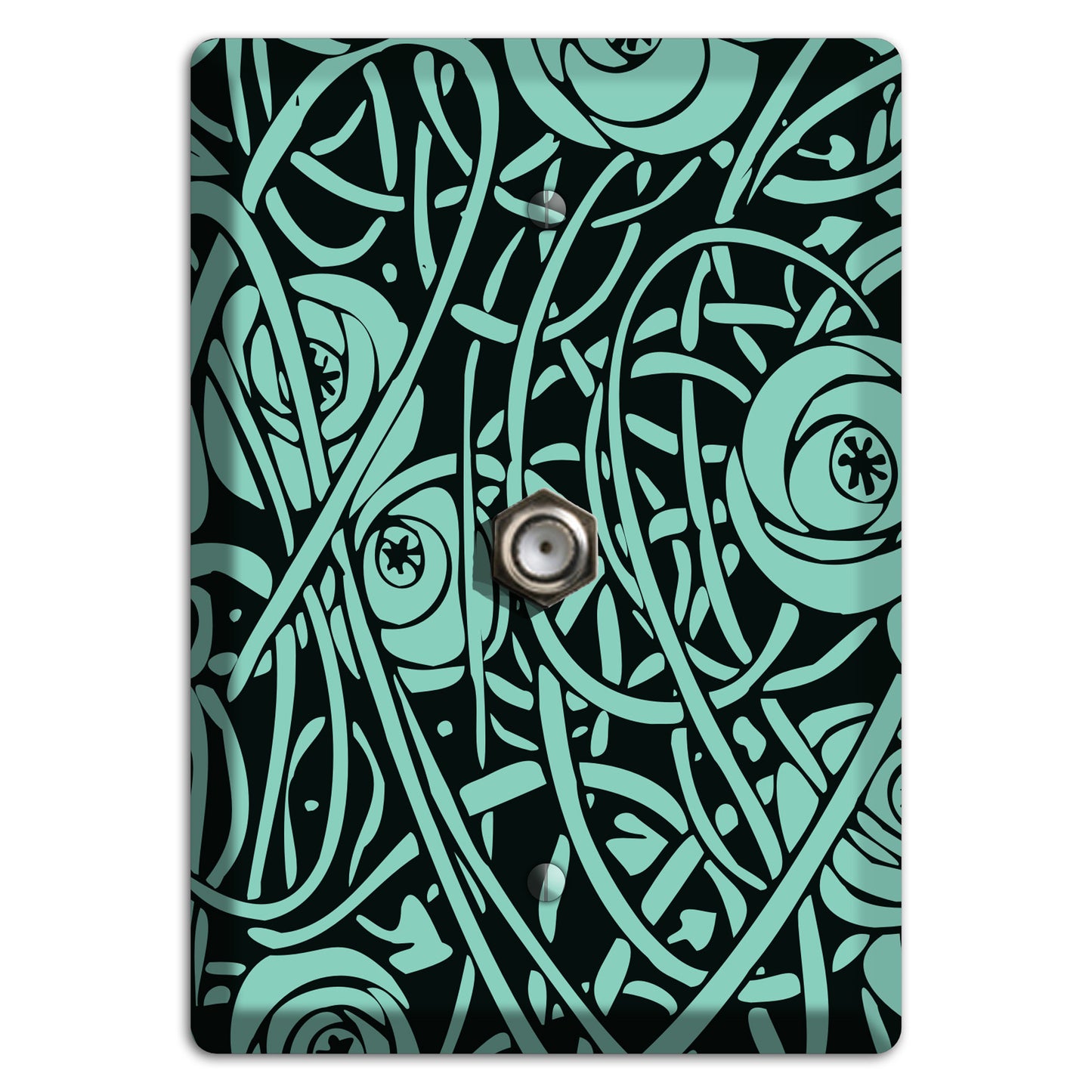 Teal Deco Floral Cable Wallplate