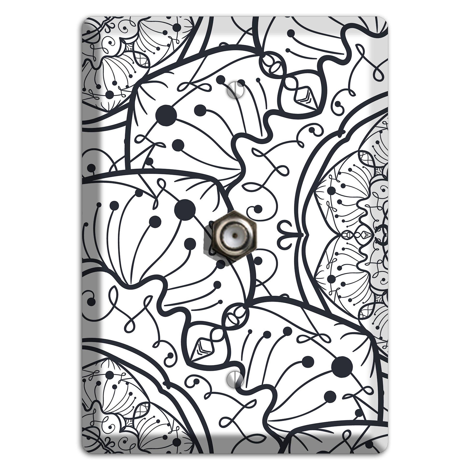 Mandala Black and White Style M Cover Plates Cable Wallplate