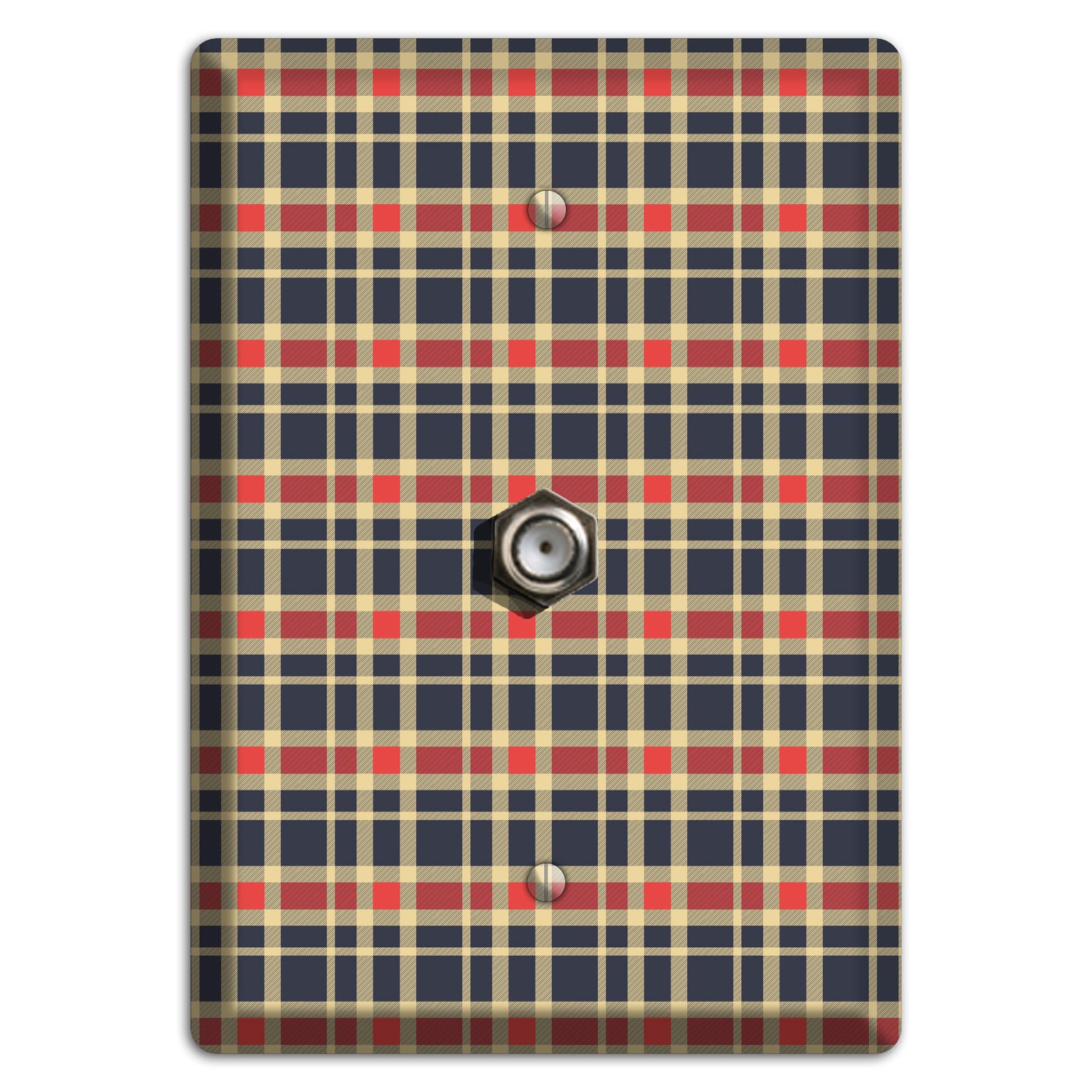 Maroon and Black Plaid 2 Cable Wallplate