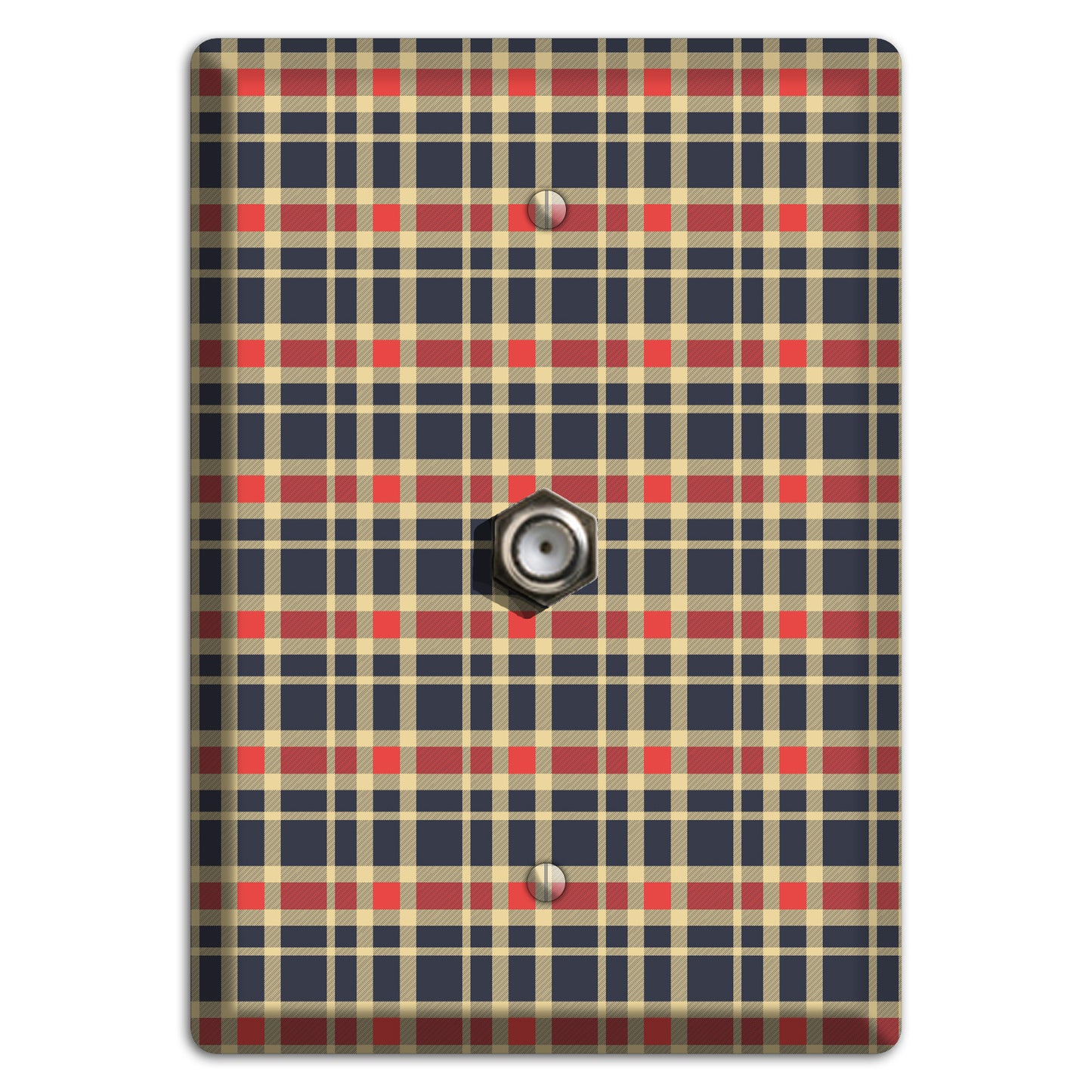 Maroon and Black Plaid 2 Cable Wallplate