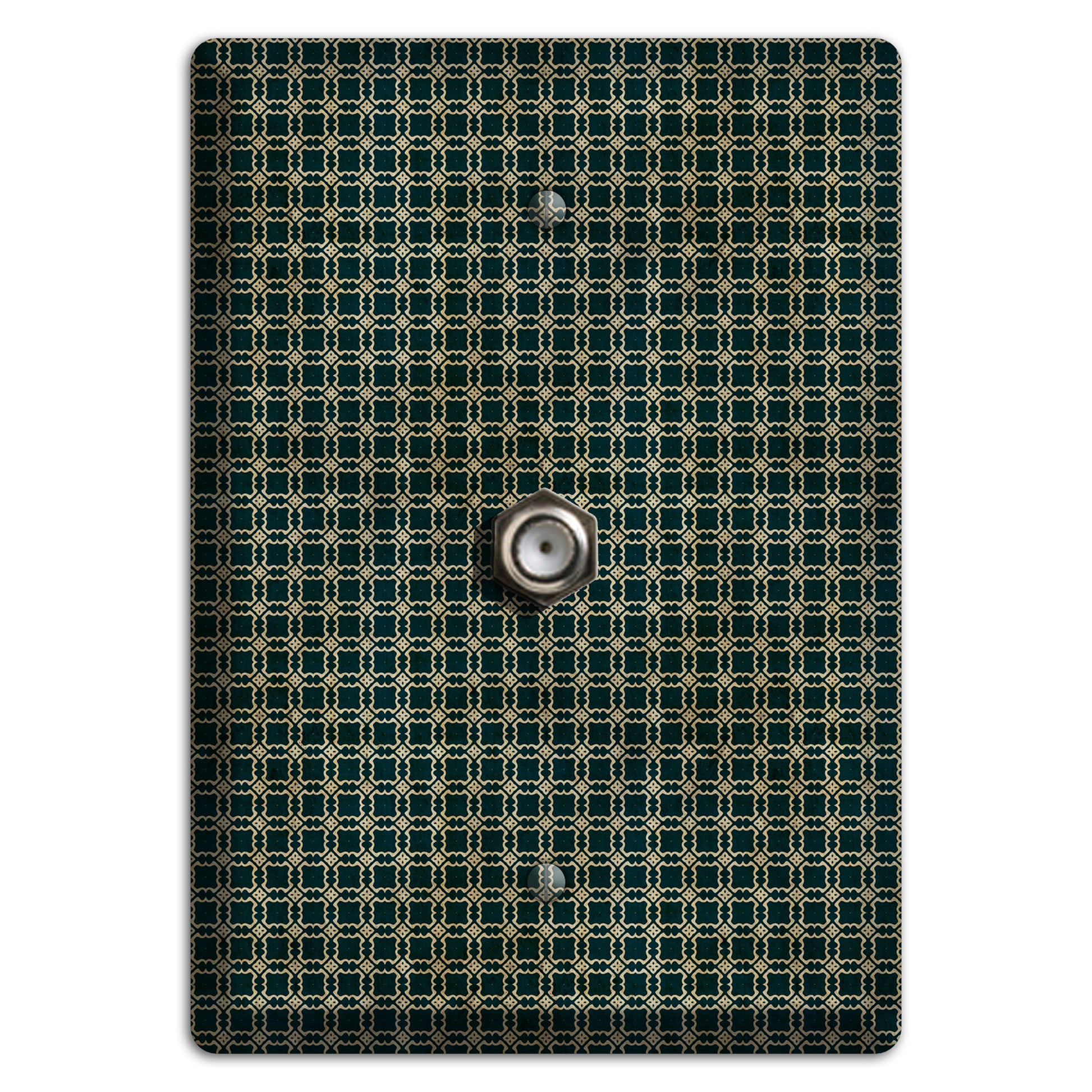 Dark Green Grunge Tiled Tiny Arabesque Cable Wallplate