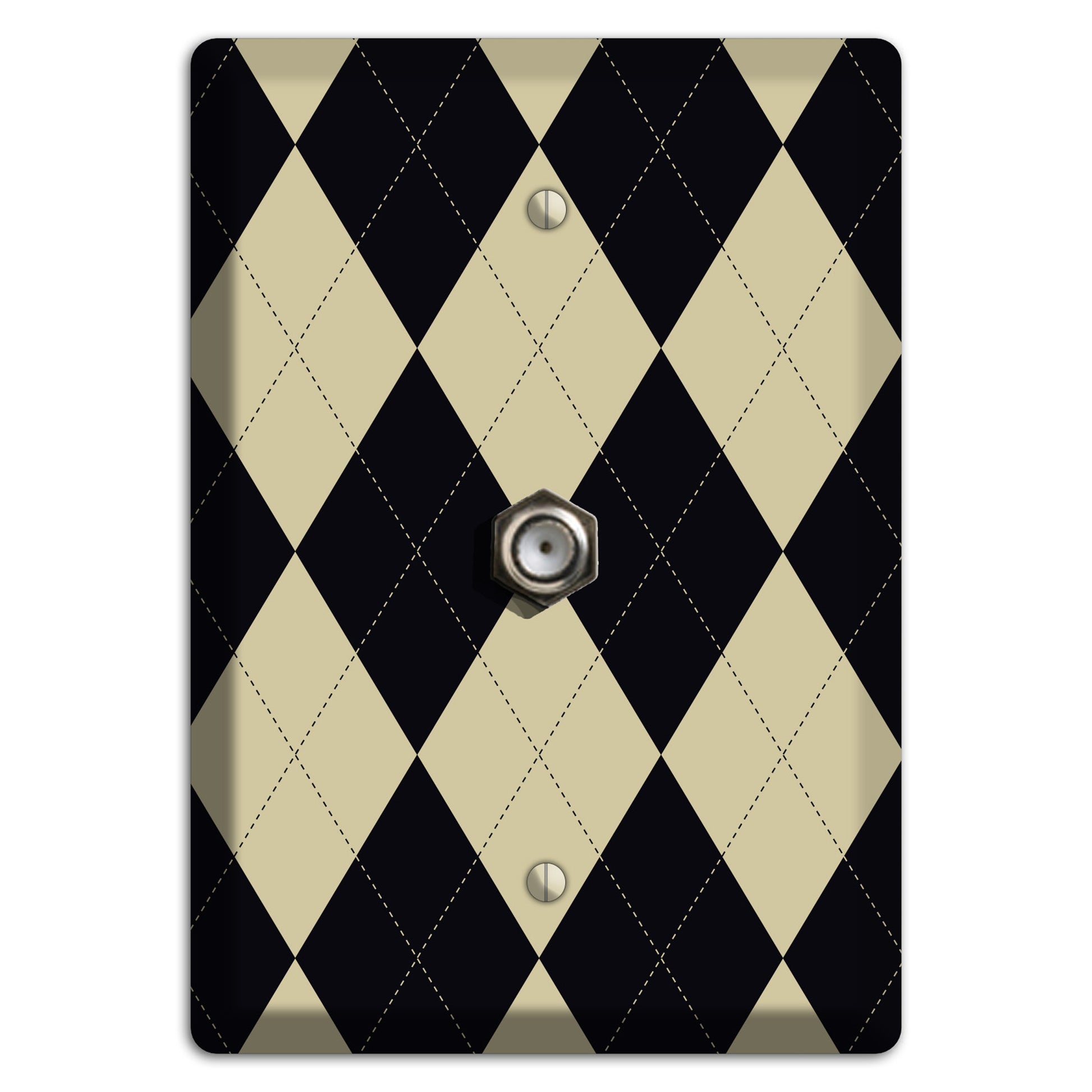 Tan and Black Argyle Cable Wallplate