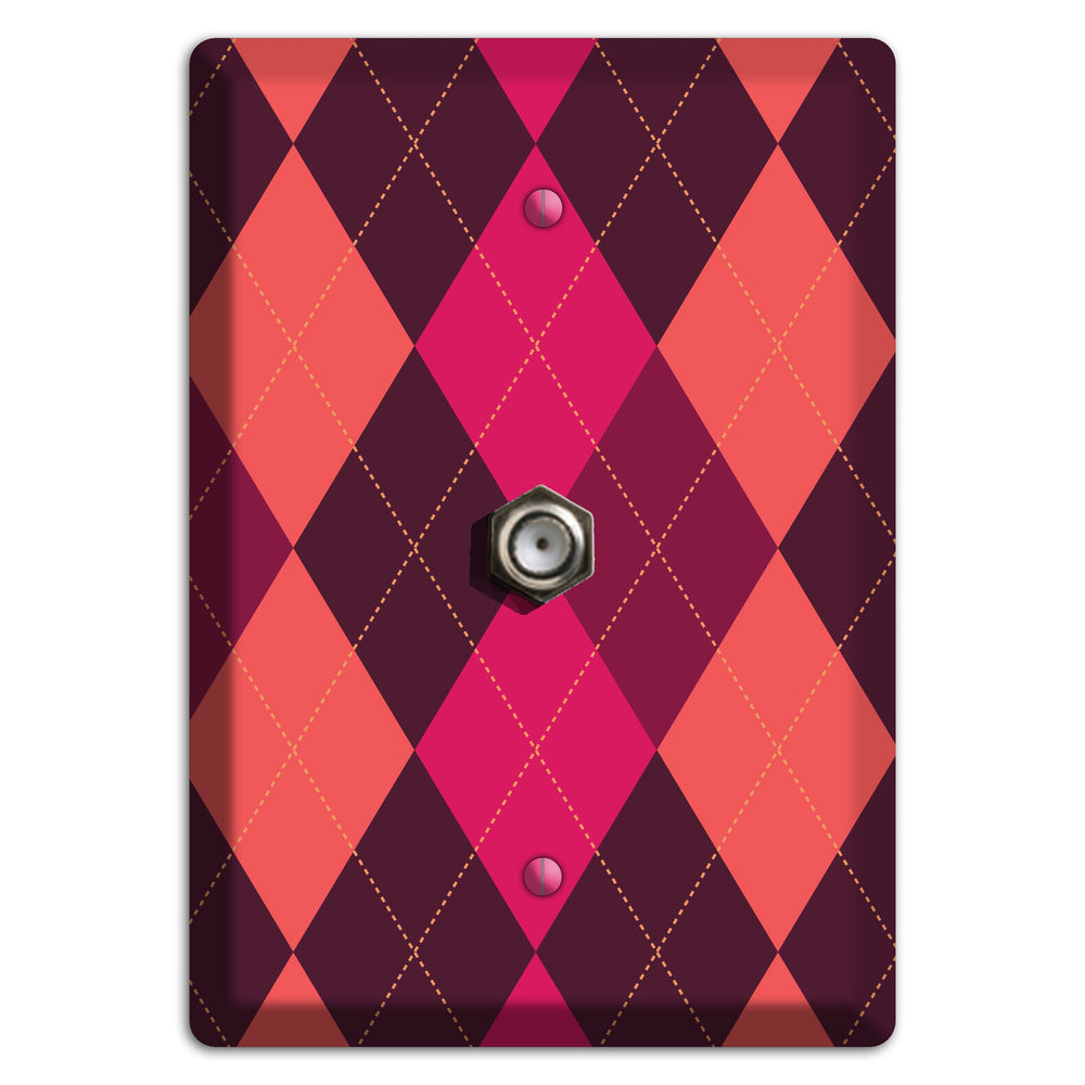 Orange and Pink Argyle Cable Wallplate