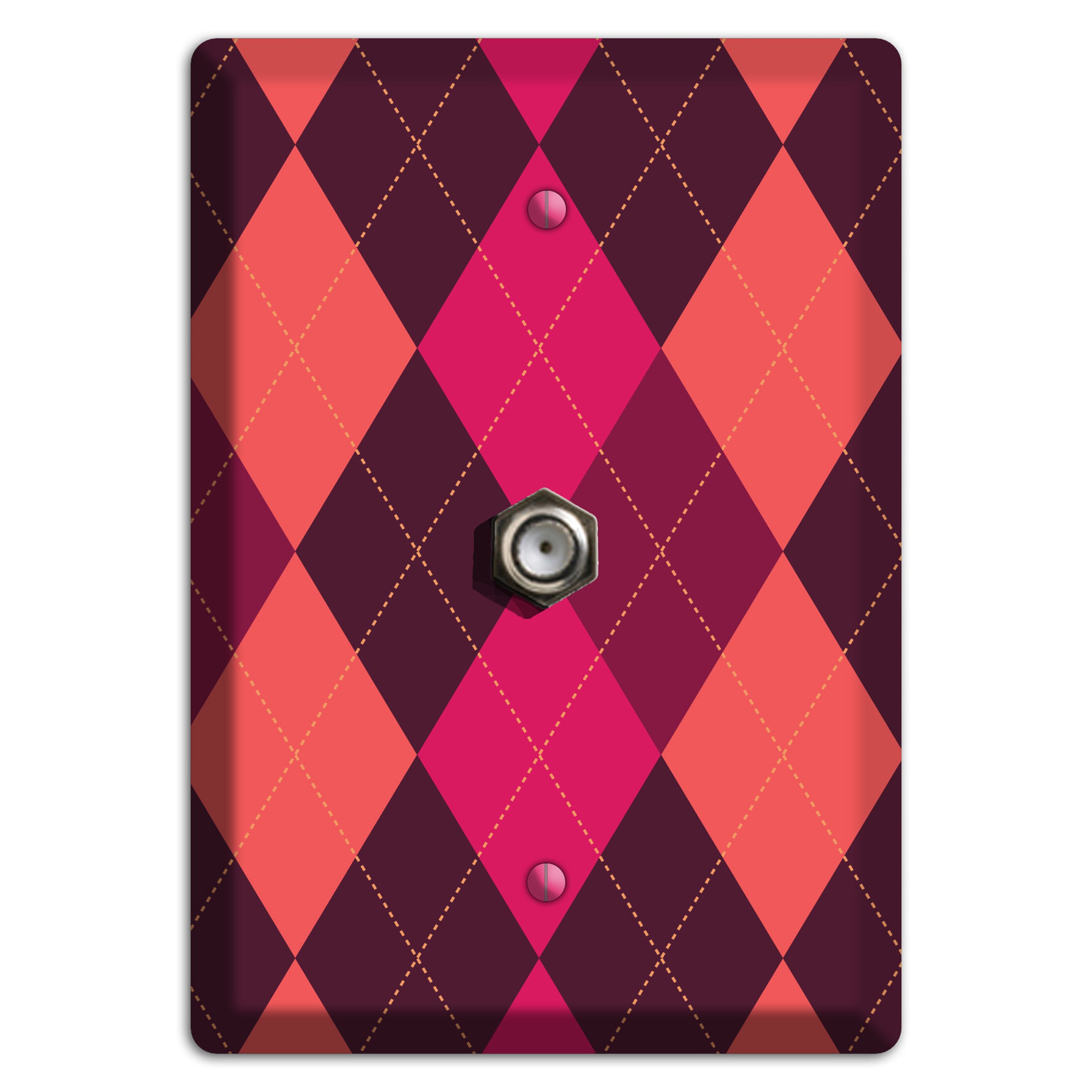 Orange and Pink Argyle Cable Wallplate