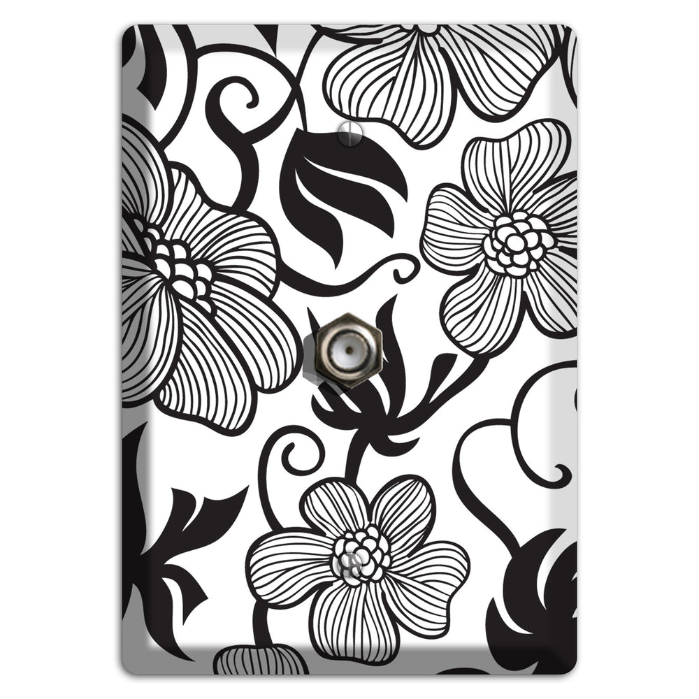 White with Black Tropical Cable Wallplate