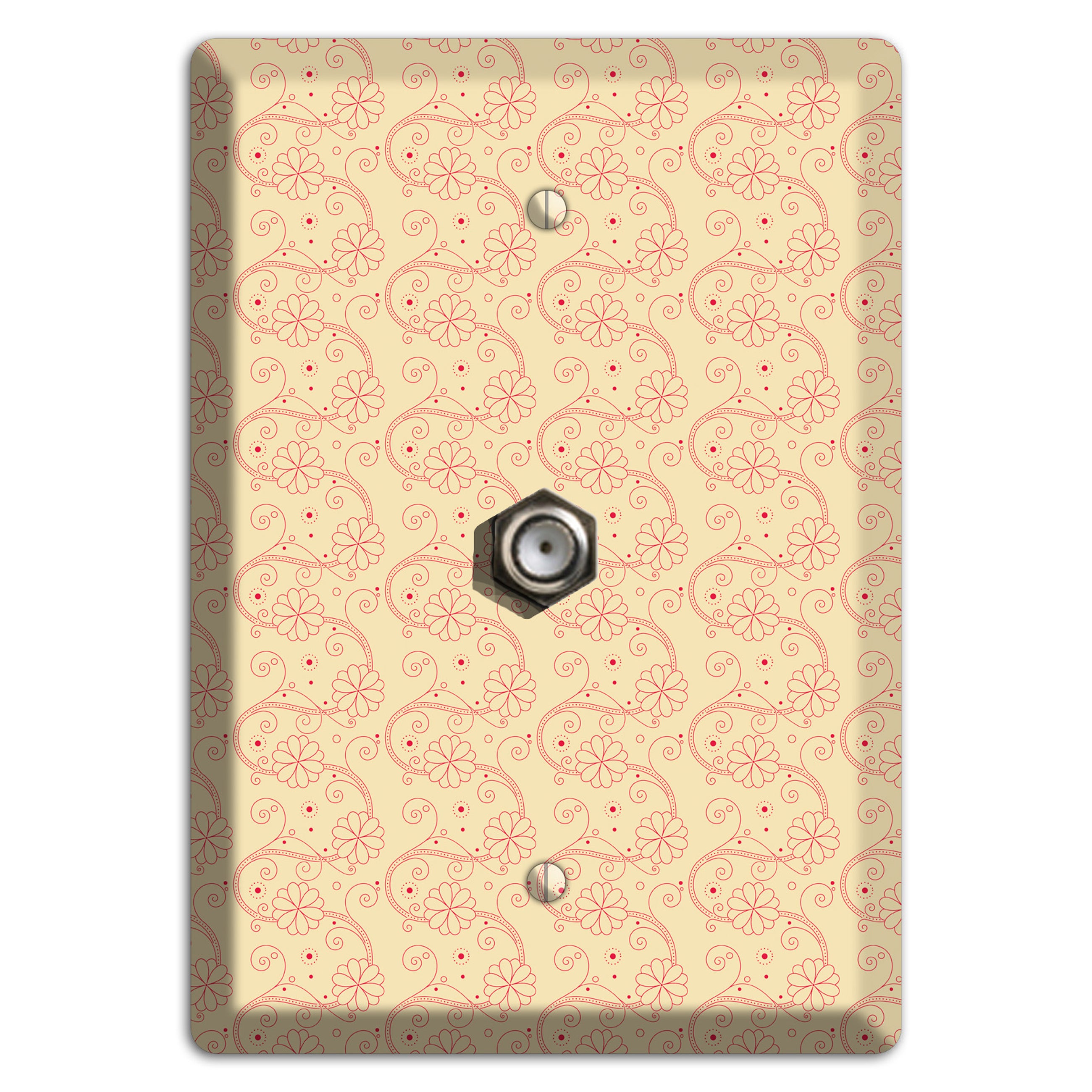 Tiny Off White Floral Swirl Cable Wallplate