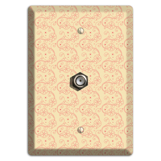 Tiny Off White Floral Swirl Cable Wallplate
