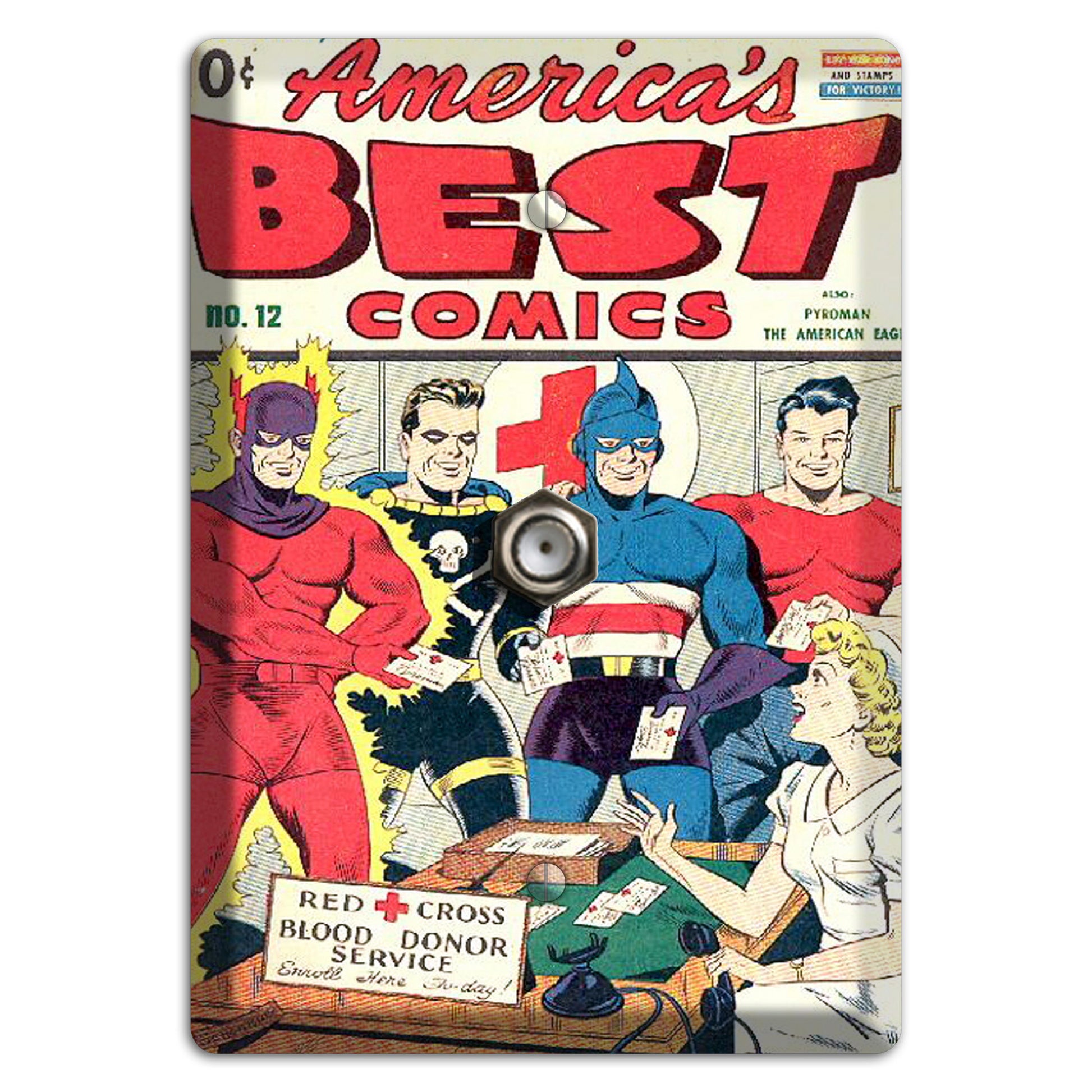 Red Cross Vintage Comics Cable Wallplate