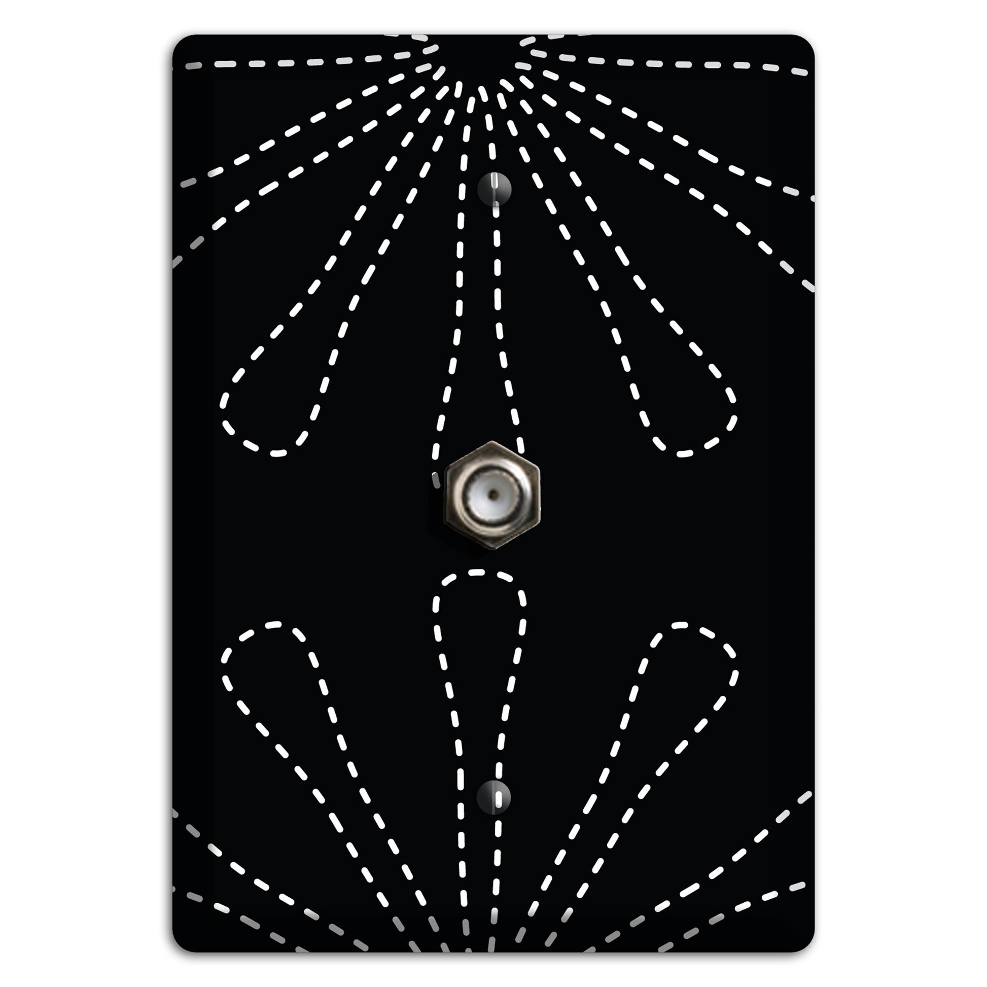 Black with White Retro Stipple Floral Contour Cable Wallplate