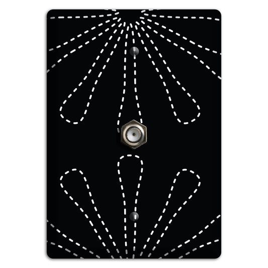 Black with White Retro Stipple Floral Contour Cable Wallplate