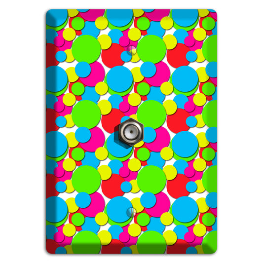 Turquoise Fuschia Lime Red Yellow Bubble Dots Cable Wallplate