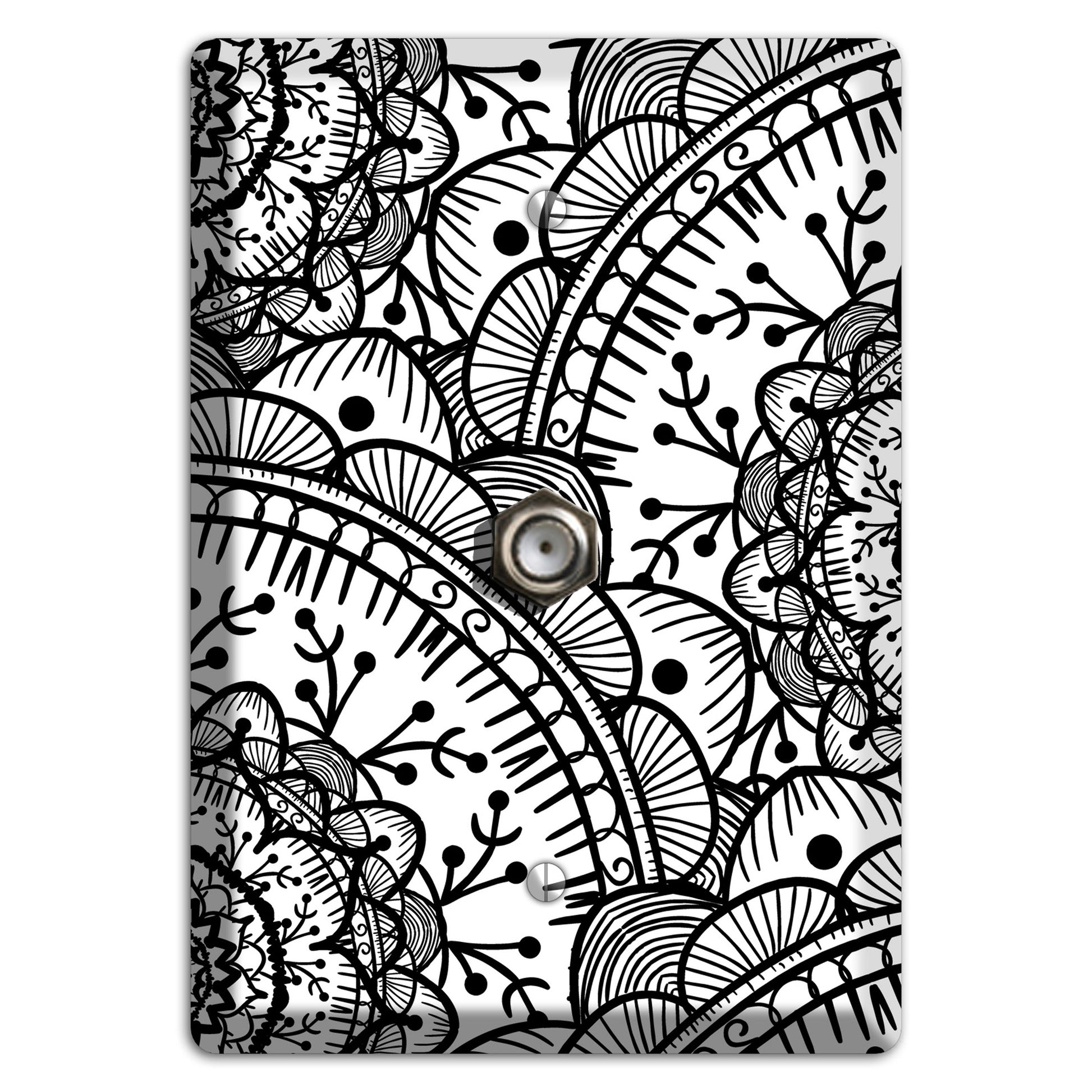 Mandala Black and White Style Q Cover Plates Cable Wallplate