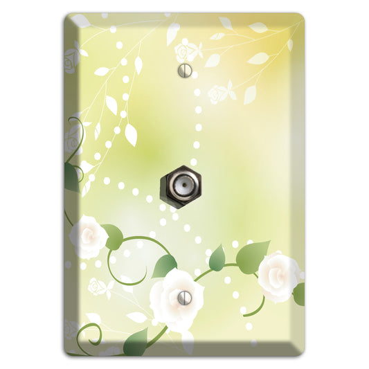 Green Delicate Flowers Cable Wallplate