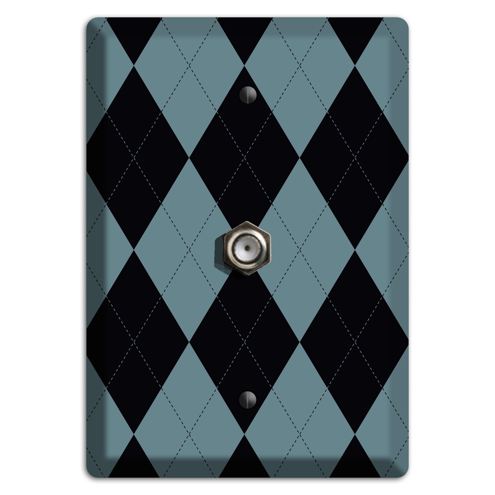 Blue and Black Argyle Cable Wallplate