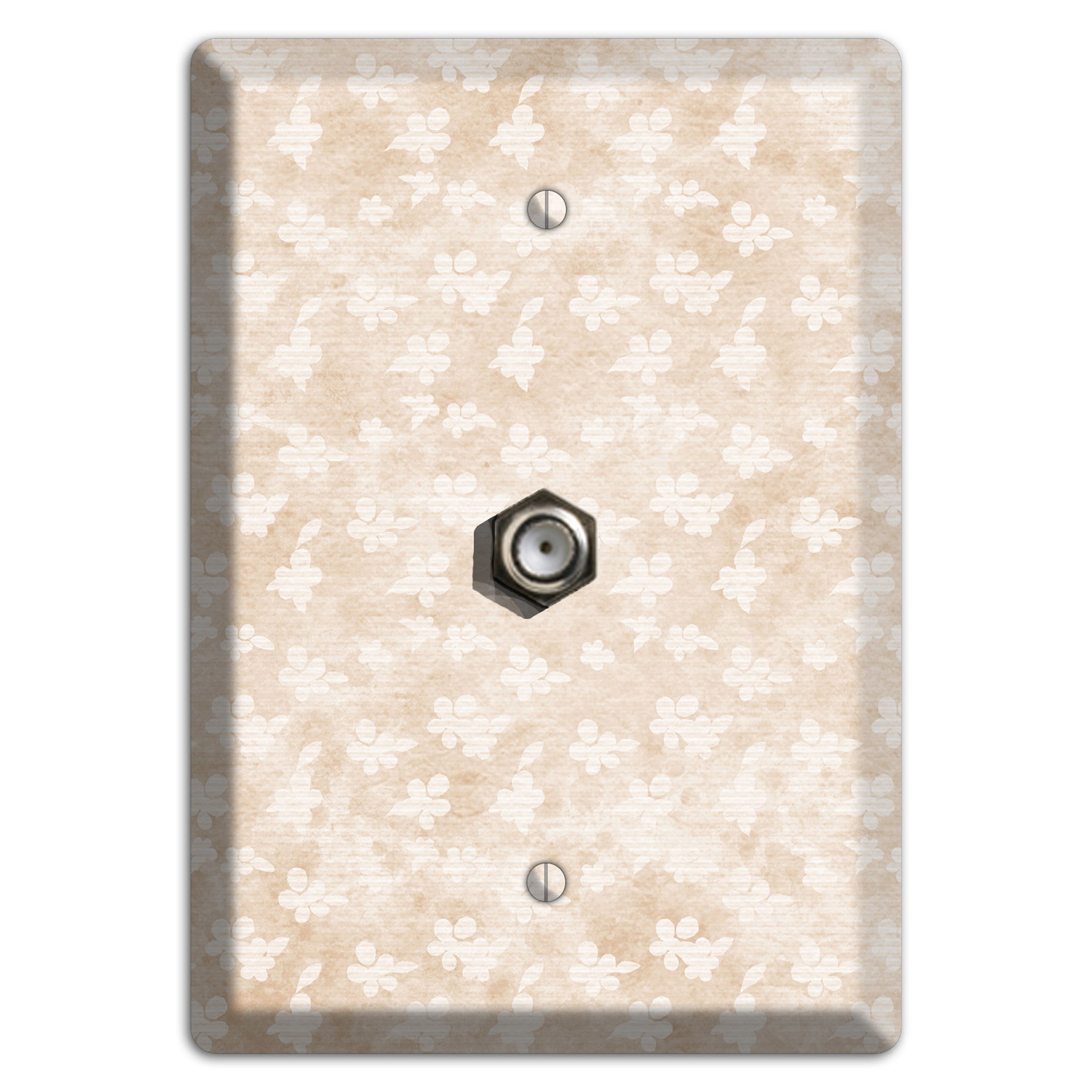 White Linen Neutral Texture Cable Wallplate